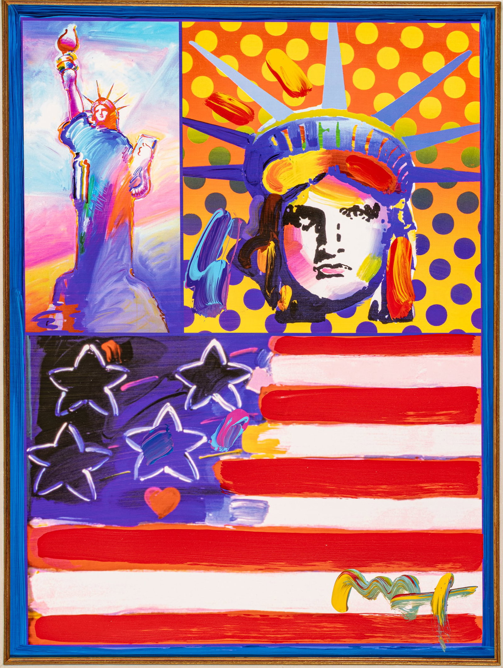 Peter Max (American, B. 1937) Mixed Media on Paper 'God Bless America IV', H 23" W 17" (1 of 6)