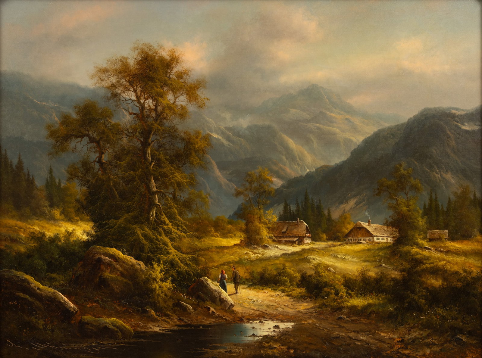 Ludwig Muninger (German, 1929-1997) Oil on Canvas, 20th C., 'Alpine Mountainscape', H 29" W 39" (1 of 6)