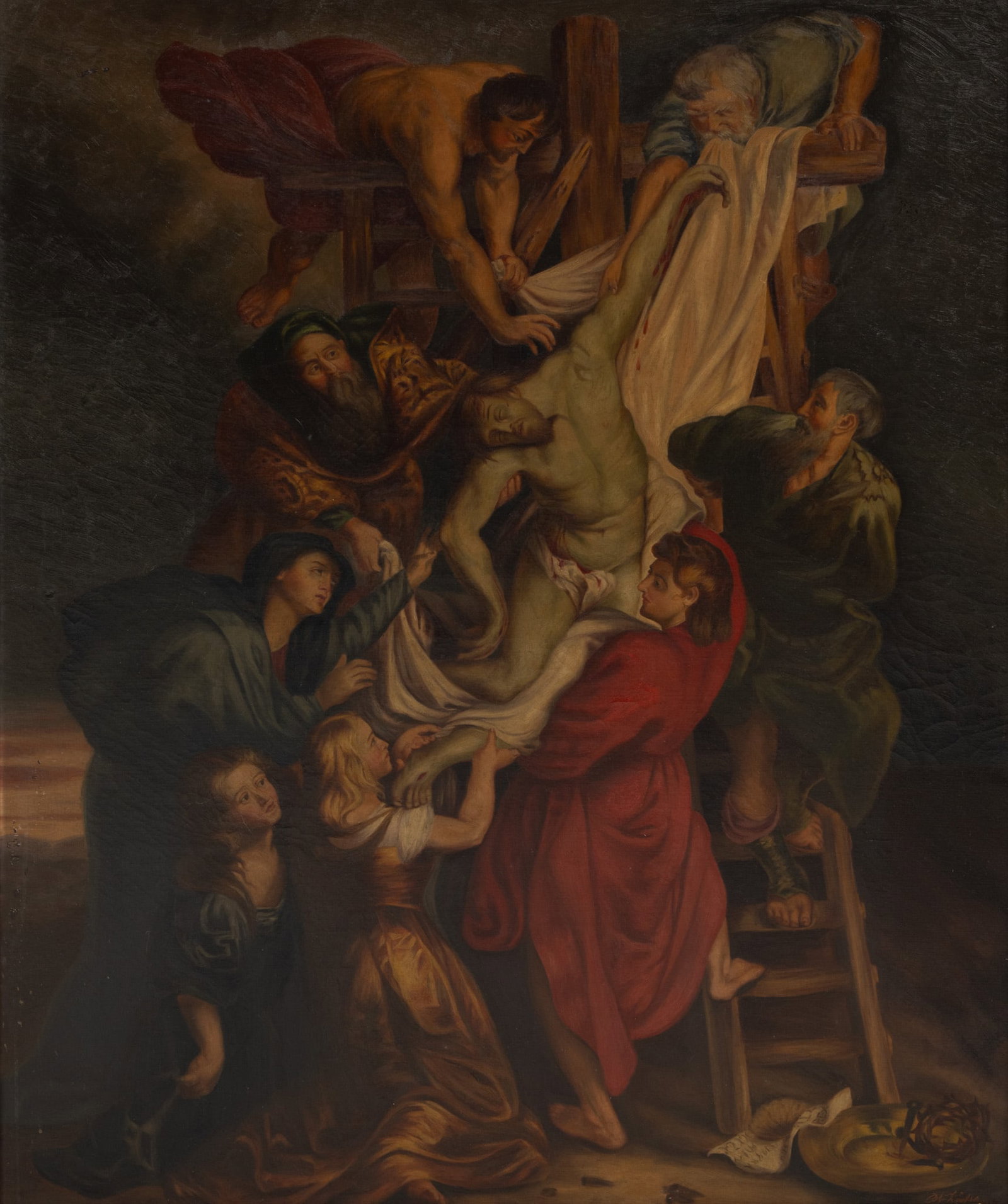 After Peter Paul Rubens (Flemish, 1577-1640) Oil on Canvas, Ca. 19th C., 'The Descent from the (1 of 7)