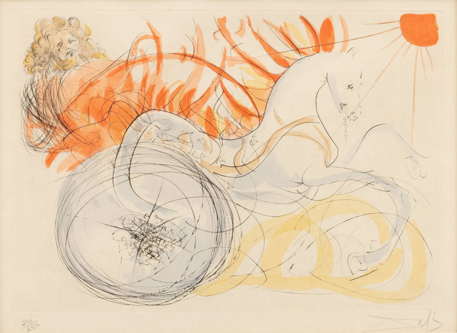 Salvador Dali (Spanish, 1904-1989) Colored Etching on Japon Paper, 'Elijah and the Chariot', H 17" W (1 of 7)