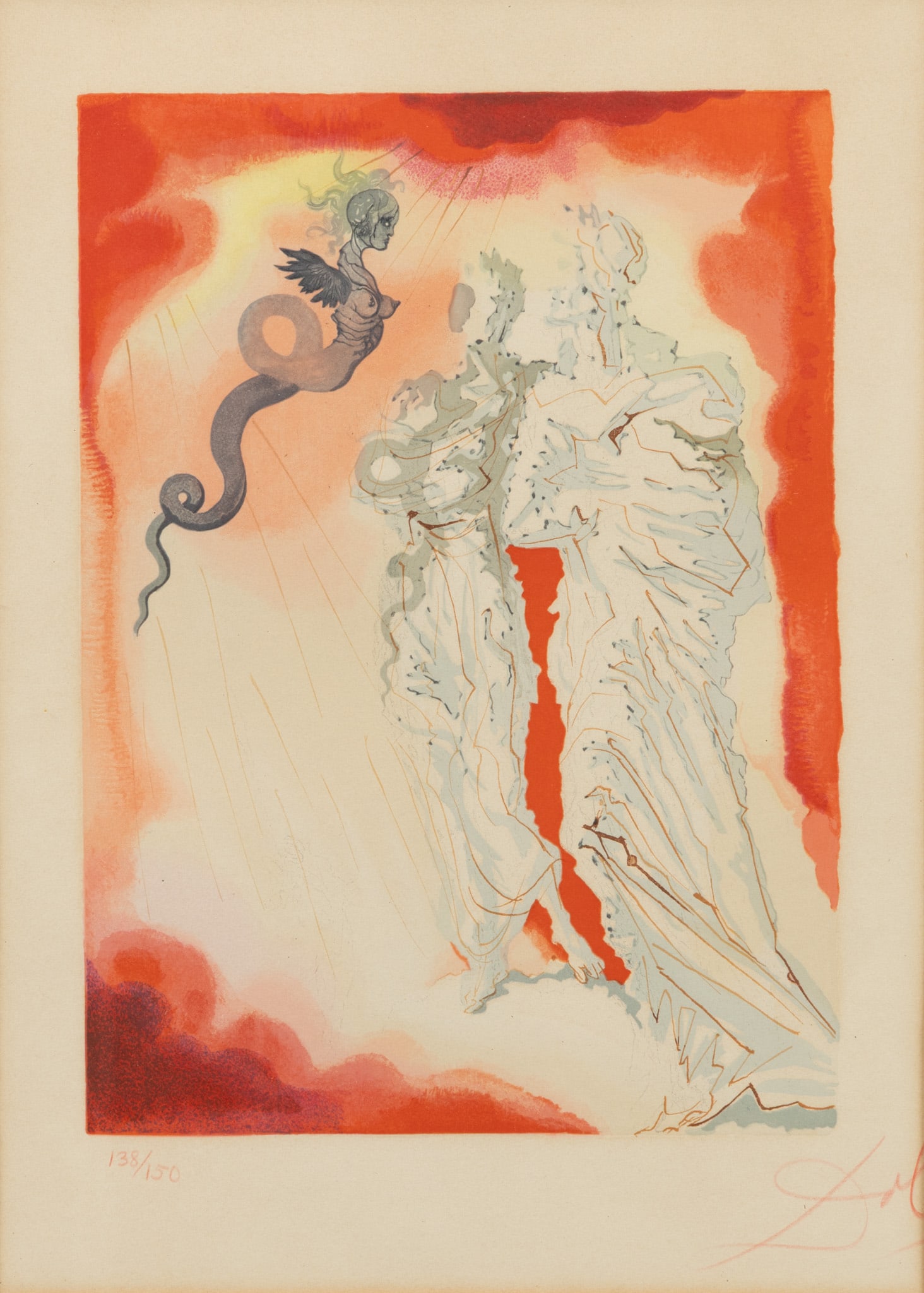 Salvador Dali (Spanish, 1904-1989) Woodcut on Paper, 'Black Devil', H 9.75" W 7.25" (1 of 7)