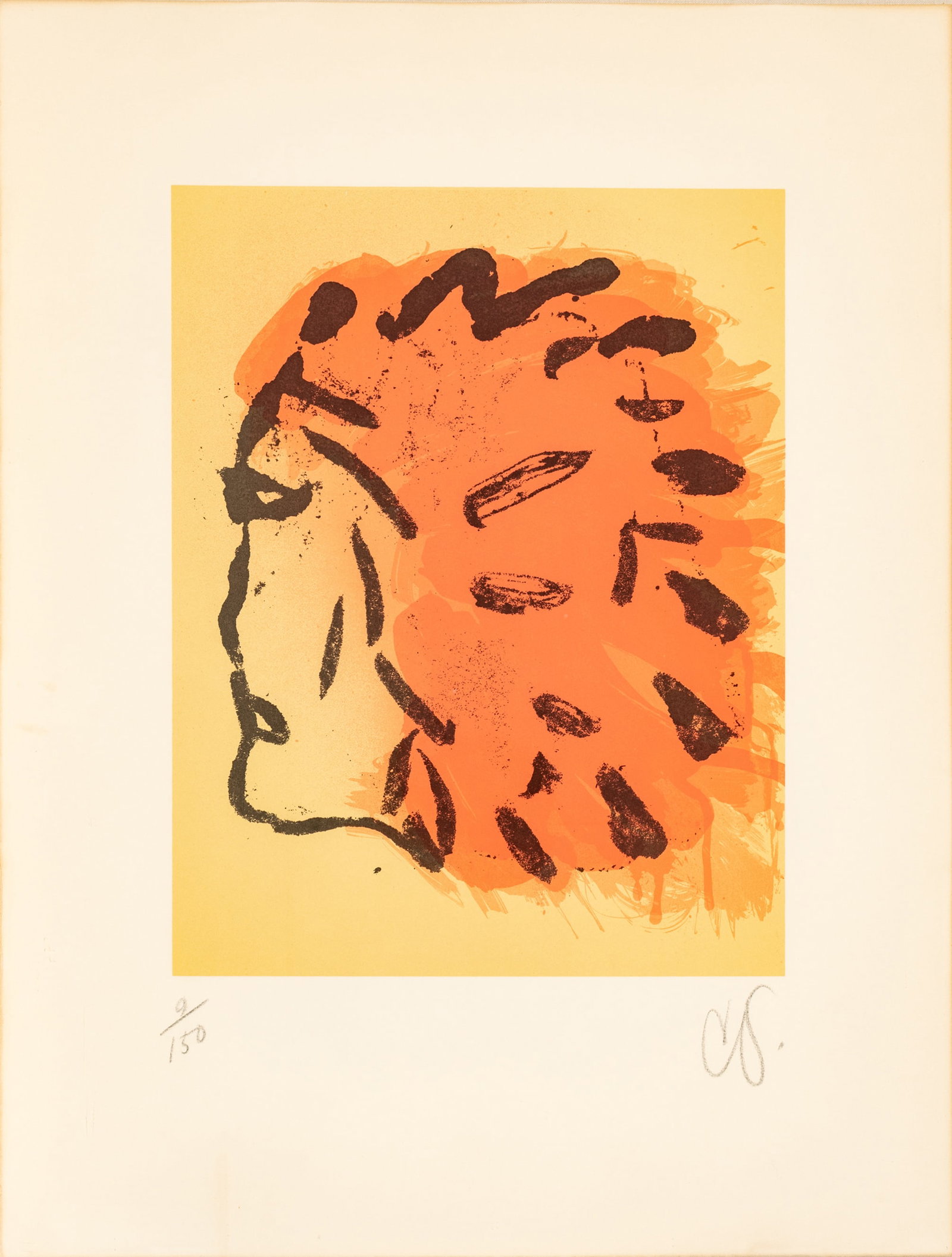 Claes Oldenburg (American, 1929-2022) Screenprint on Wove Paper 1972, 'Indian Head', H 18" W 14": Claes Oldenburg (American, 1929-2022) Screenprint on Wove Paper 1972, 'Indian Head', H 18" W 14" Pencil initialed lower right with an edition of 9/150 lower left. Blindstamp lower left: Claes Oldenbur