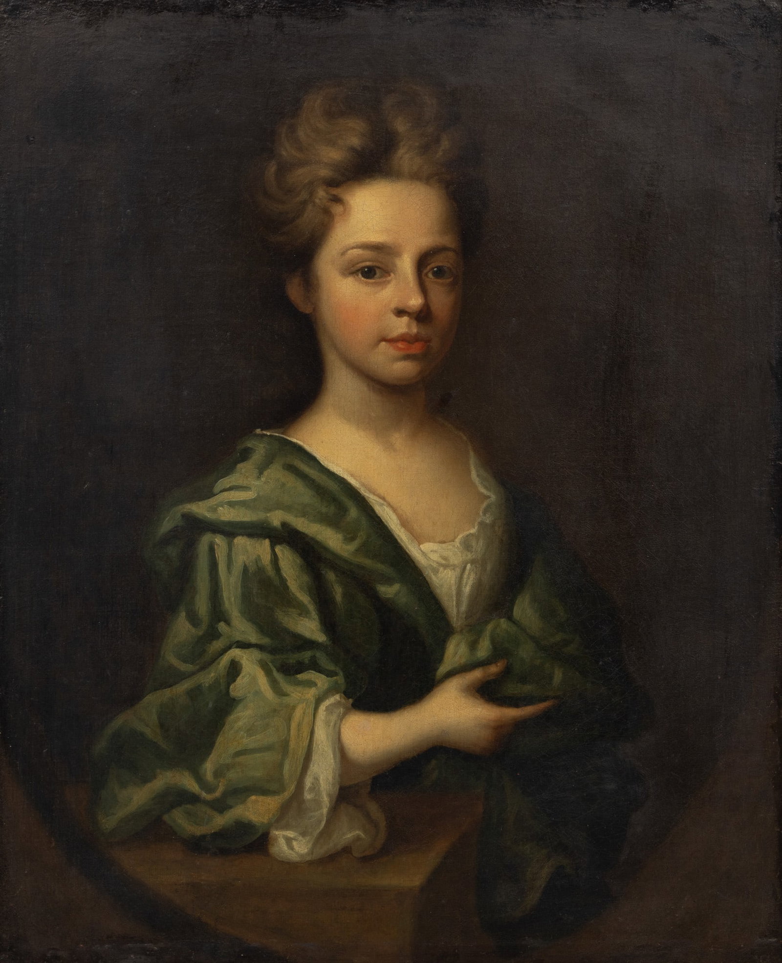 British School Oil on Canvas, Ca. 1880, 'Lady in Green', H 29" W 23" 1 PC (1 of 4)