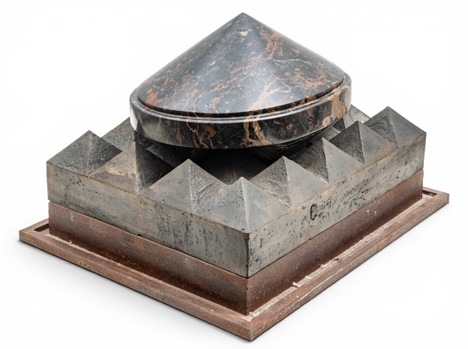 Modern Marble and Bronze Sculpture in Two Units 1960, W 13" L 17" (1 of 10)