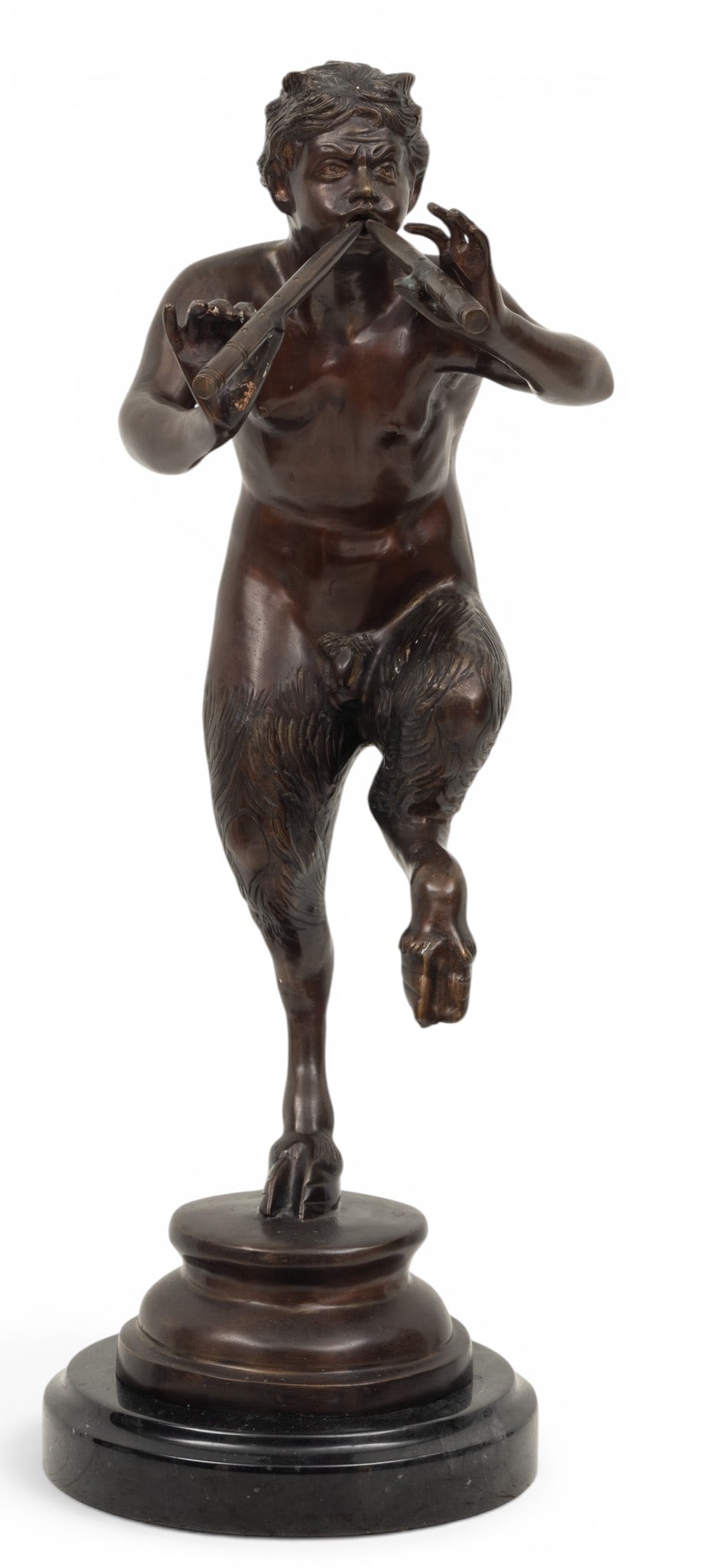 In the Manner of Claude Michel Clodion (French, 1738-1814) Bronze Sculpture of Pan, 20th C., H 26.5" (1 of 5)