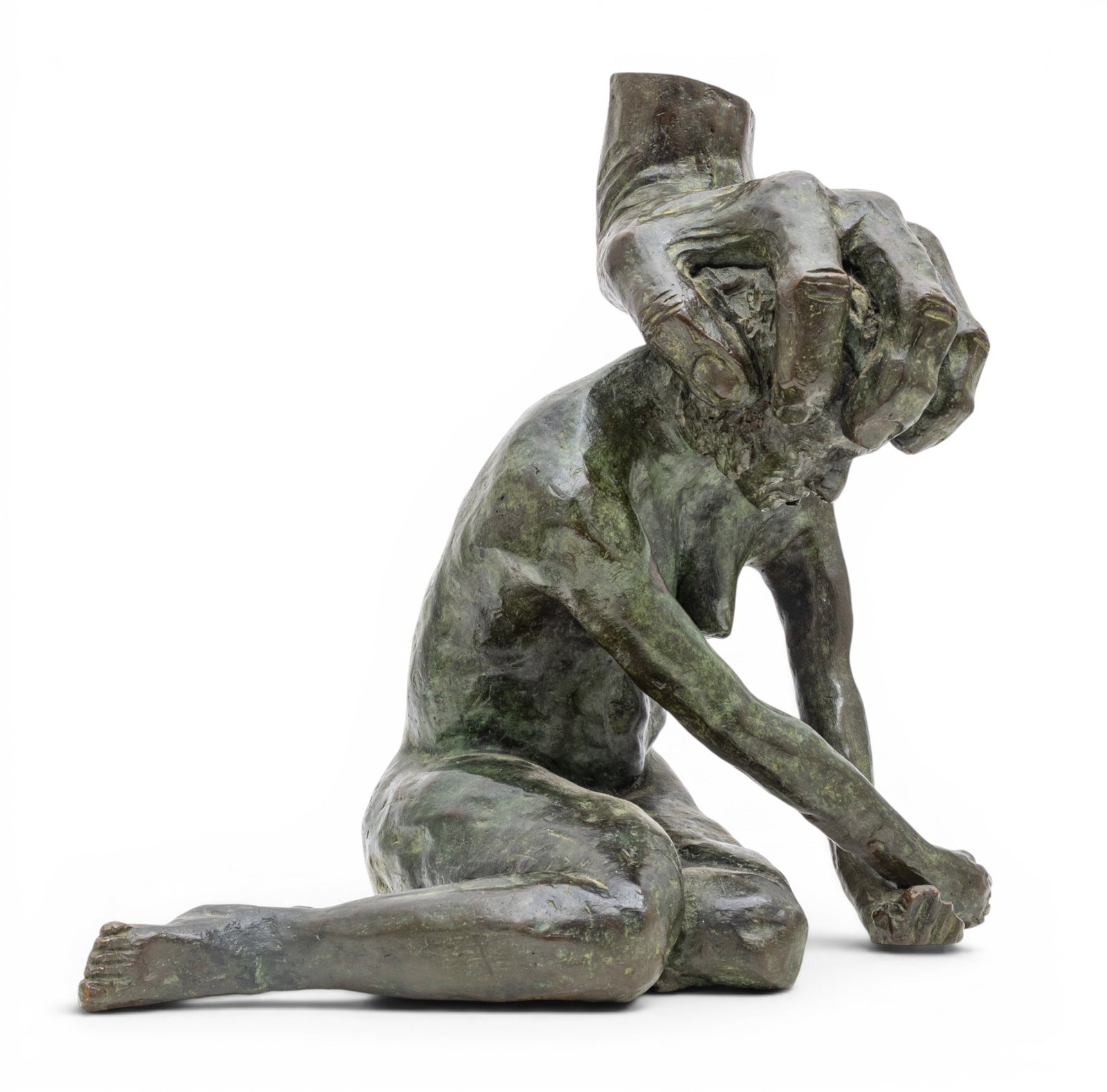 Abe Zitomer (American, 1916-2003) Patinated Bronze Sculpture, Female Nude with Hand Upon Head, Late: Abe Zitomer (American, 1916-2003) Patinated Bronze Sculpture, Female Nude with Hand Upon Head, Late 20th C., H 12.5" W 11" Depth 8.5" Signed at the base and at the back of the wrist. Depicting a seat 