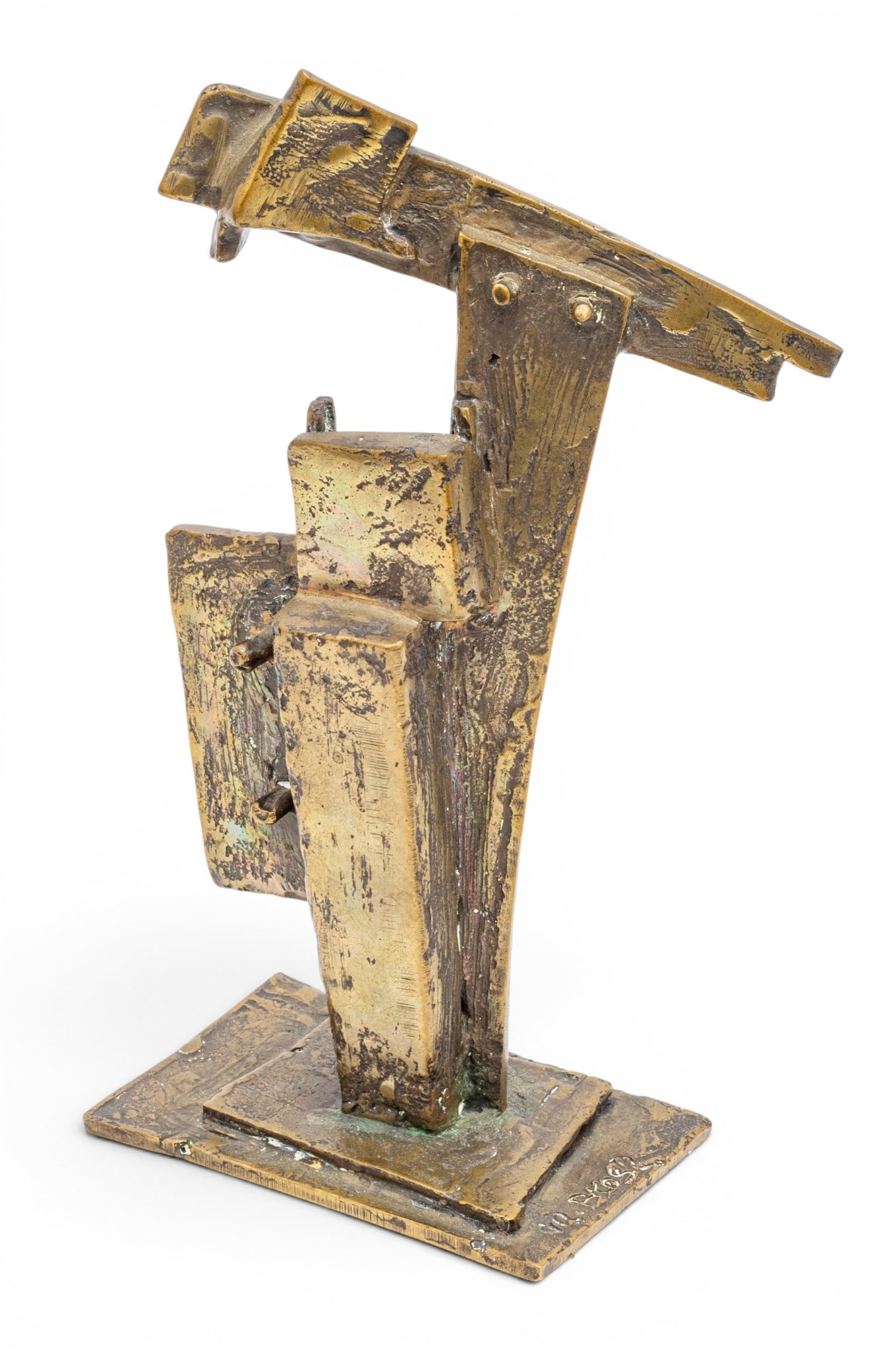 Morris Brose (Polish-American, 1914-2000) Abstract Bronze Sculpture, 1967, H 8.5" W 4.5" Depth 3.25": Morris Brose (Polish-American, 1914-2000) Abstract Bronze Sculpture, 1967, H 8.5" W 4.5" Depth 3.25" Signed at the base. Abstract composition with a polished patina. Provenance: From the Collect