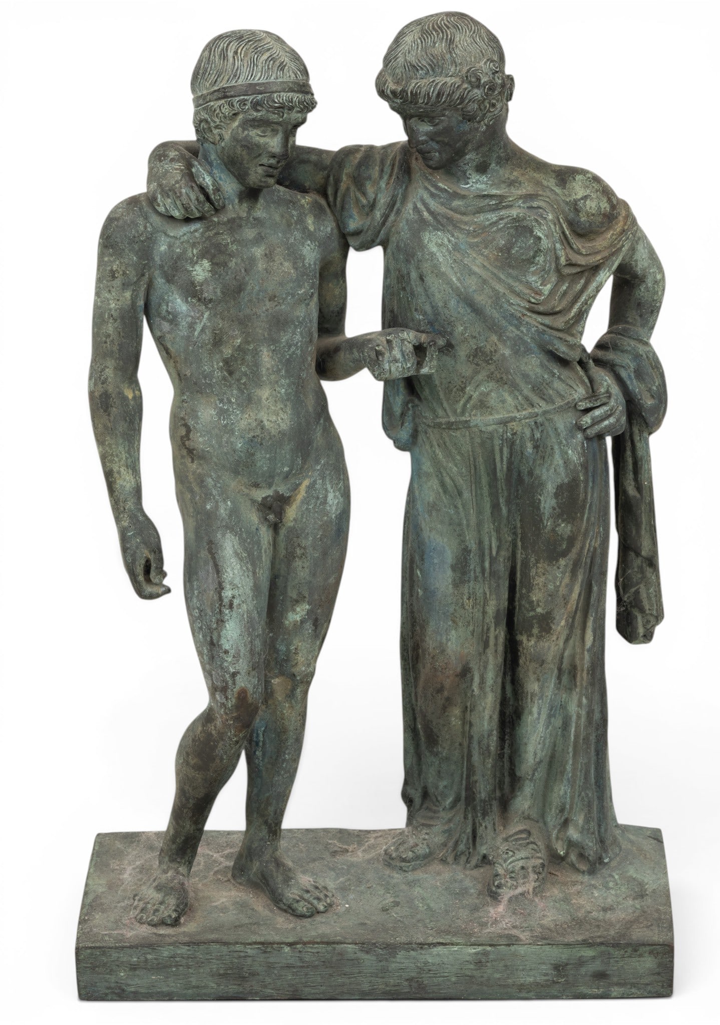 Italian Bronze Grand Tour Statue Late 19th C., H 16.5" W 9.5" Depth 4.5": Italian Bronze Grand Tour Statue Late 19th C., H 16.5" W 9.5" Depth 4.5" Cast by Fonderia Sommer, Naples. Depicting two classical figures in conversation. Inscribed Fonderia Sommer, Napoli on base. Pr