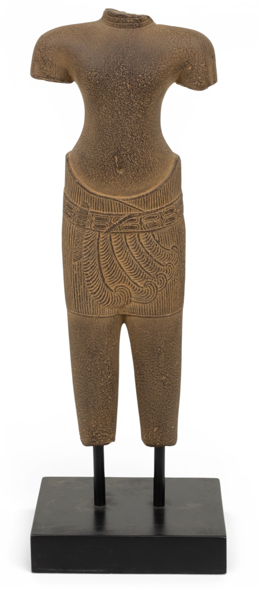 Cast Composition Khmer Male Torso, Ca. 20th C., H 26" W 9" L 8.25" (1 of 4)