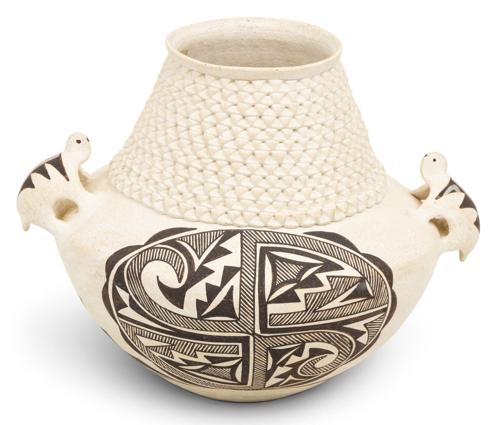 Stella Shutiva, (American, Acoma Culture, 1935-1997) Pottery Olla 1980, H 9" Dia. 11" (1 of 5)
