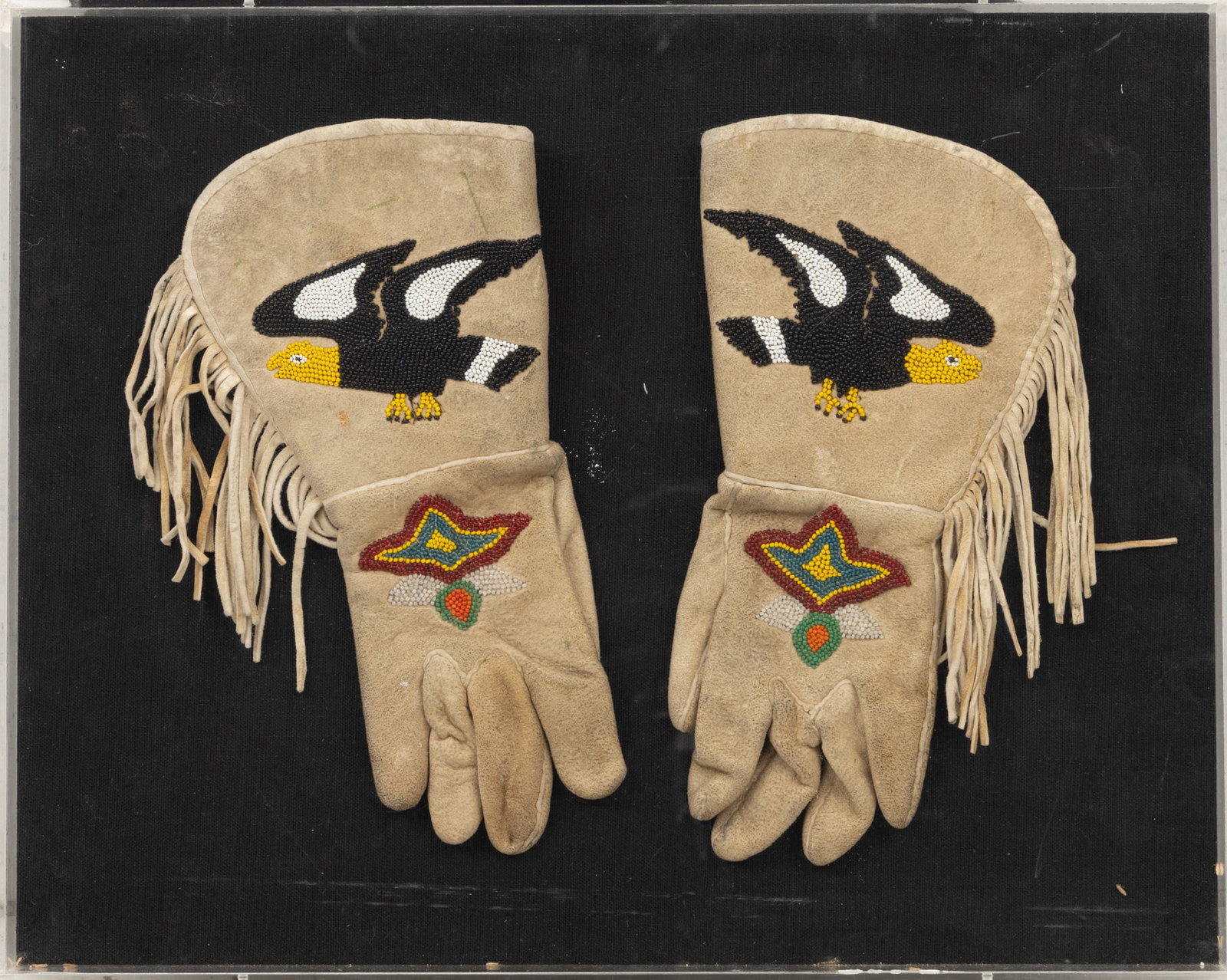 Native American, Great Lakes/Plains Region, Beaded Leather Gauntlets 20th C., H 12" W 7" (1 of 5)