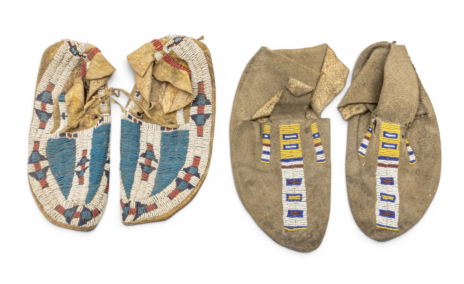 Native American, Plains Region/Cheyenne Leather and Beadwork Pairs of Moccasins 4 PCS (1 of 5)