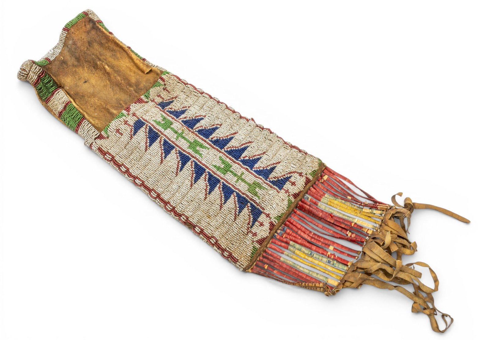 Native American, Plains Region, Leather, Quill, and Beadwork Pipe Bag, Ca. Late 19th C., W 6.5" L (1 of 5)