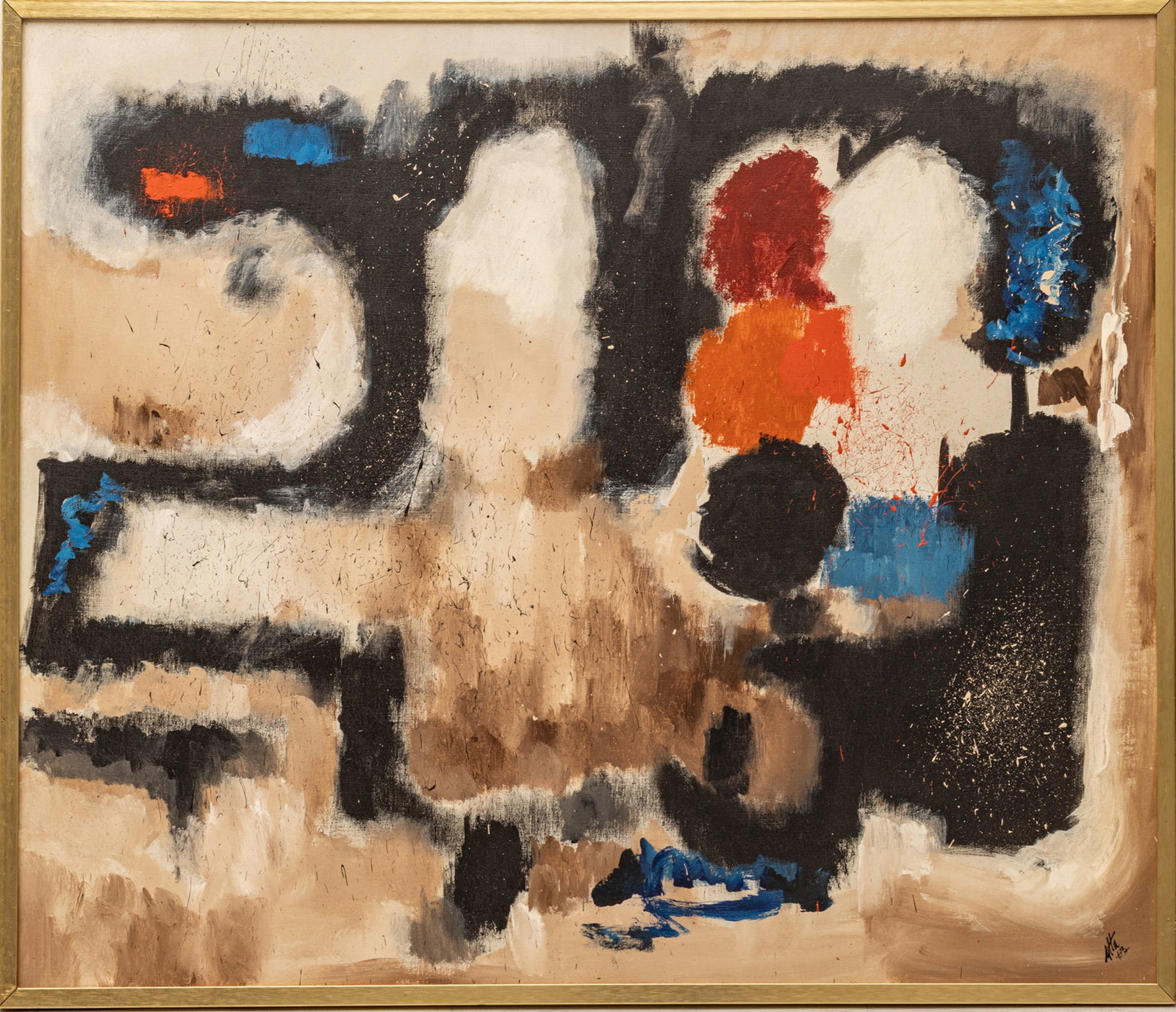American Mid Century Studio Oil on Canvas, Signed Atta, 1963, H 42.25" W 51" (1 of 7)