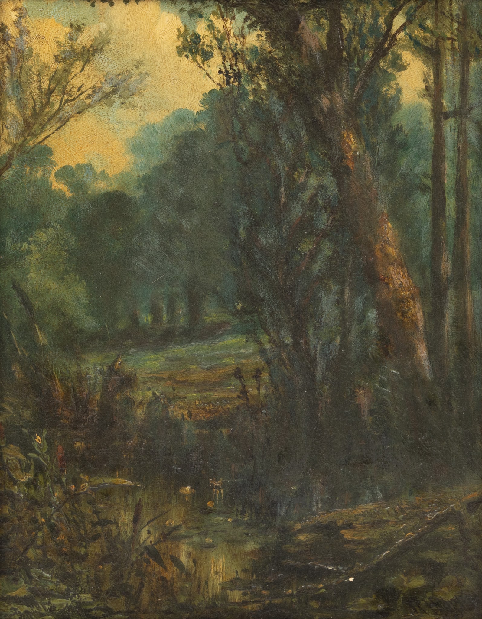 Robert Hopkin (American, 1832-1909) Oil on Canvasboard, Ca. Late 19th C., 'Forest Glade', H 14" W (1 of 4)