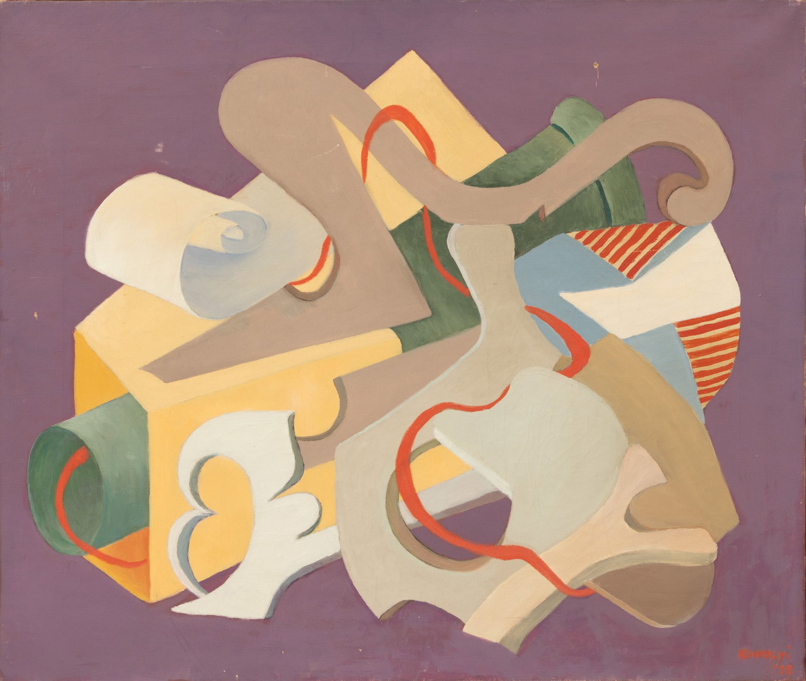 Manya Konolyi (American, 1883-1968) Oil on Canvas, Ca. 1938, 'Call to Arms', H 25" W 32" 2 PCS (1 of 5)