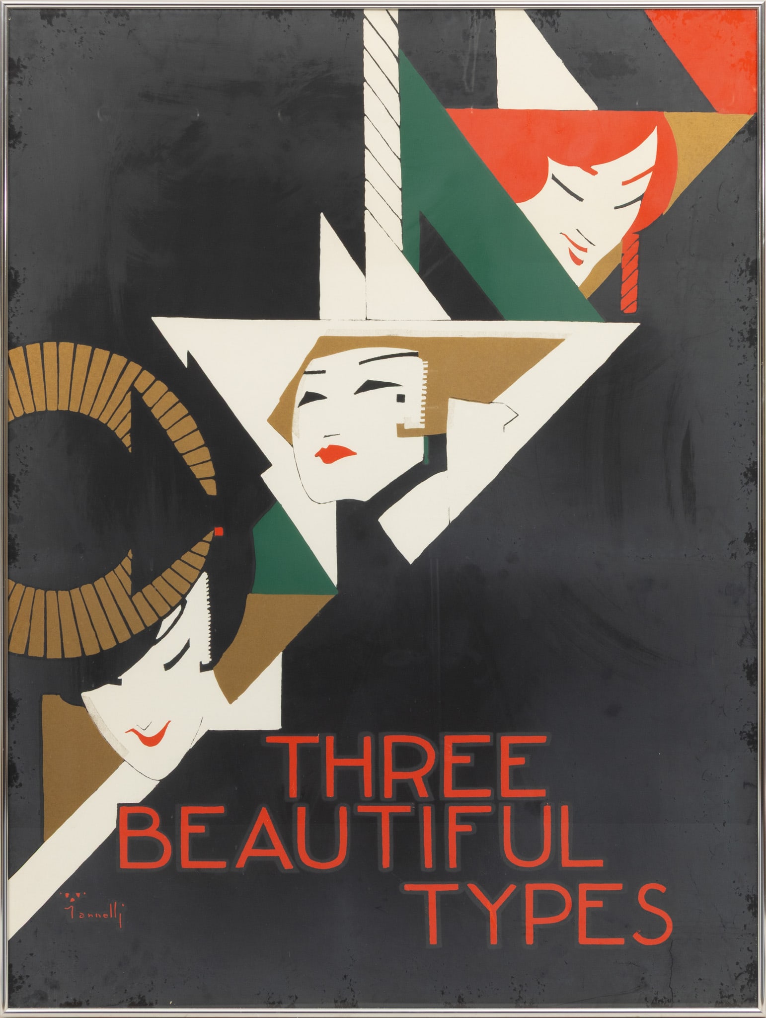 Alfonso Iannelli (AMERICAN/ITALIAN, 1888-1965) Lithographic Poster, Ca. 1968, 'Three Beautiful: Alfonso Iannelli (AMERICAN/ITALIAN, 1888-1965) Lithographic Poster, Ca. 1968, 'Three Beautiful Types', H 40" W 30" Poster created for the Orpheum Theater Circuit to promote vaudeville acts. Provenance