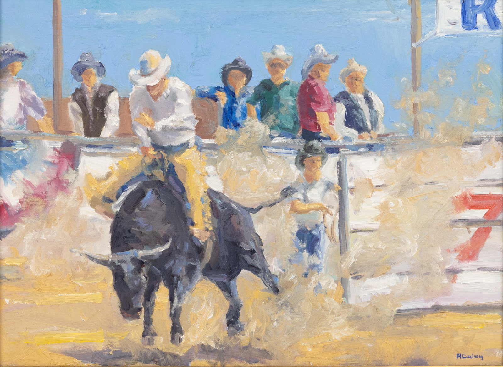 Reid Galey (American, 1969-2010) Oil on Canvas 'The Dust Bowl', H 17.5" W 23.25" (1 of 5)