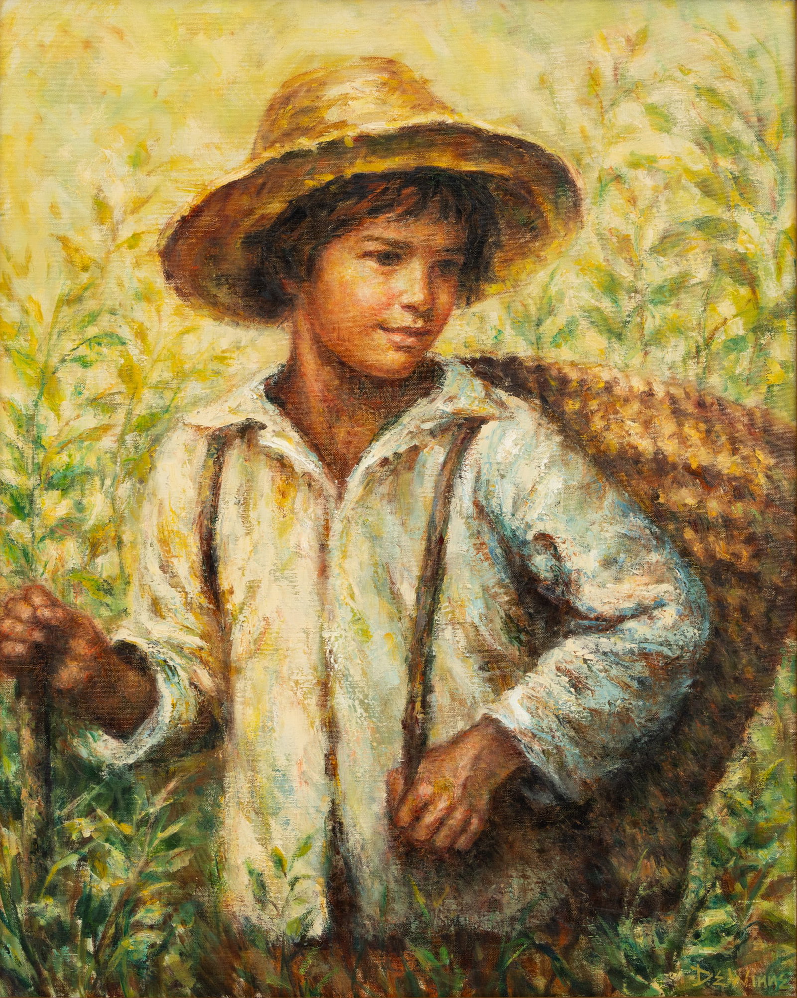 Lisette De Winne (Belgian/American) Oil on Canvas, 20th C., 'Harvest', H 30" W 24" (1 of 6)