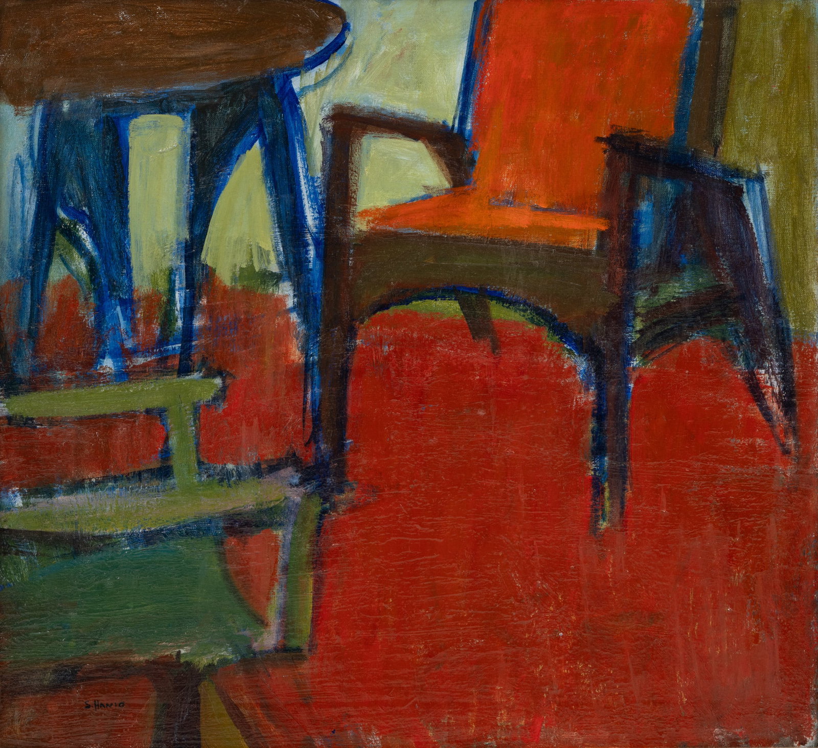 Saul Hanig (American, 1914-1977) Oil on Canvas, Impressionist Interior, Mid 20th C., H 22" W 24" (1 of 4)