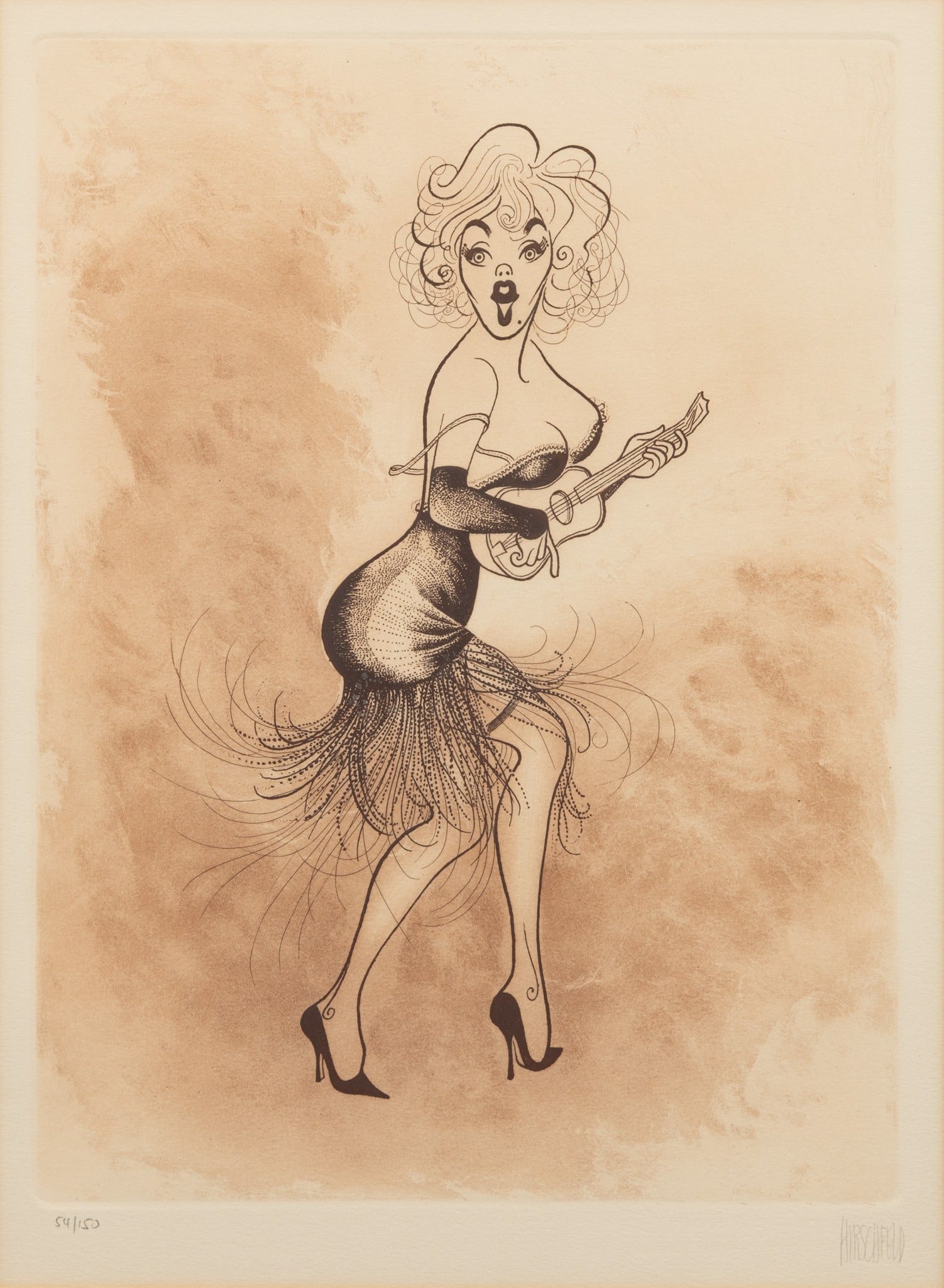 Albert Hirschfeld (American, 1903-2003) Etching on Paper, Ca. 1975, 'Marilyn Monroe in Some Like It (1 of 7)