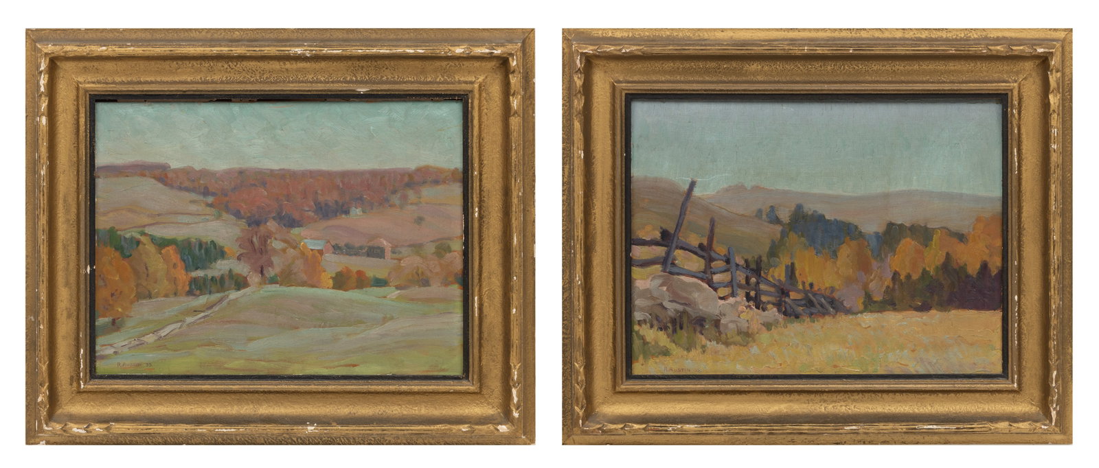 Roy Austin (England/Canada, 1910-1997) Oil on Panel 1935, 'Landscape', H 10" W 13" 1 PAIR (1 of 10)