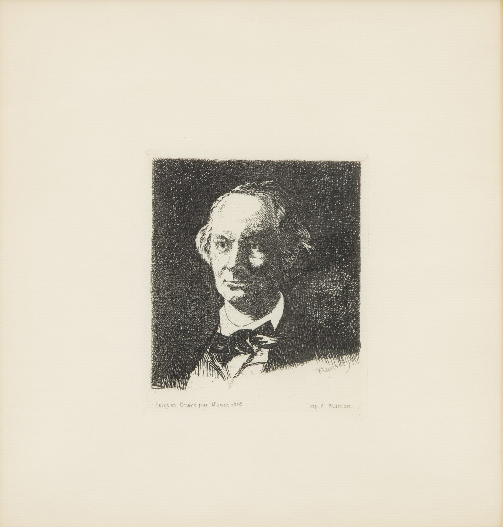 After Edouard Manet (French, 1832-1883) Etching on Laid Paper Later Imp., 'Portrait of Charles (1 of 5)