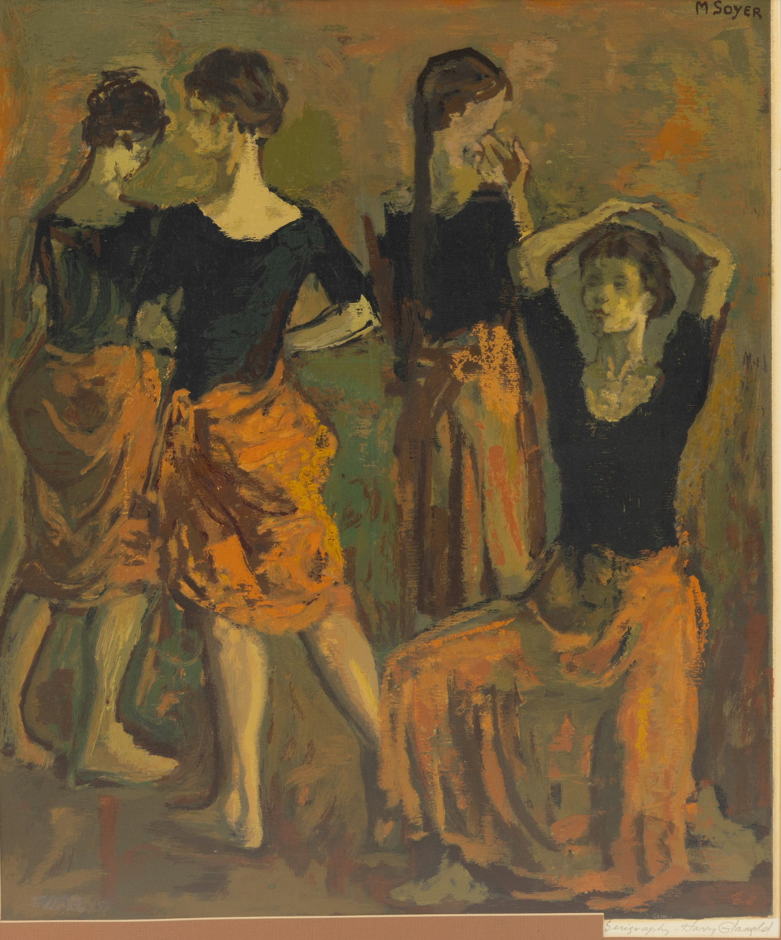 Harry Glassgold (American, 1908-1984) Serigraph in Colors, After Moses Soyer, Four Dancers in (1 of 5)