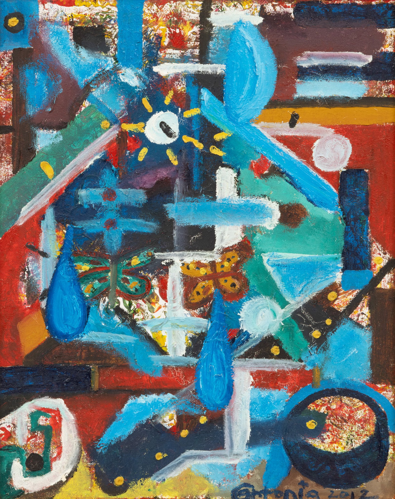 Antonia Gerstacker (American, B. 1969) Oil on Canvas, 2012, 'We Are All on the Same Planet - Our (1 of 7)