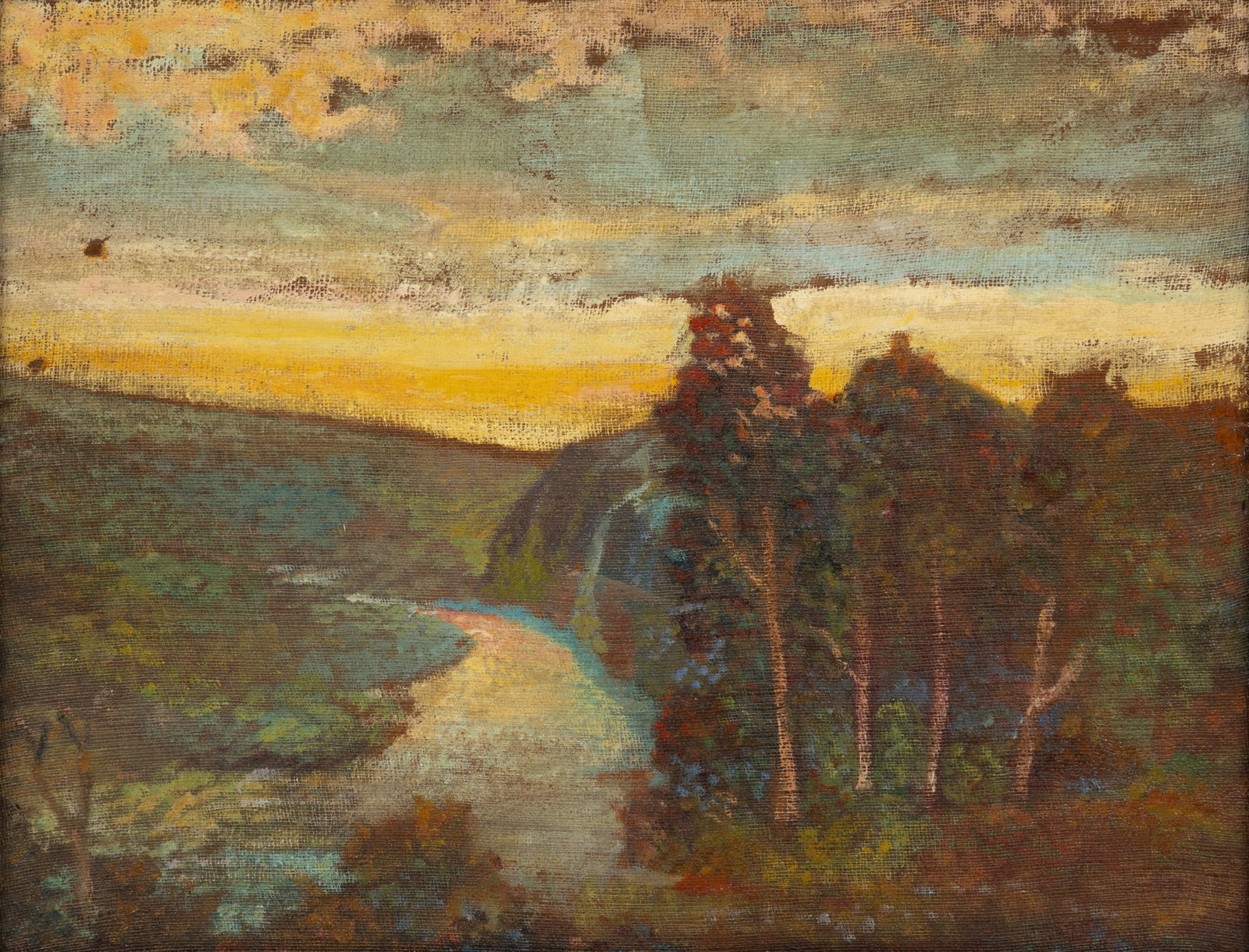 Oil on Canvas Board, Ca. Early 20th C., 'Landscape', H 14" W 18" (1 of 3)