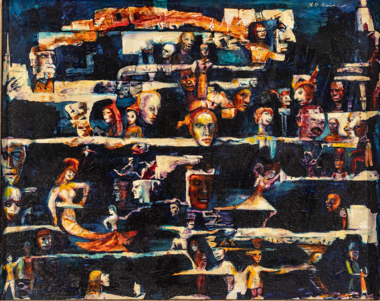 Nathaniel E Reich (American, 20th C.) Oil on Canvasboard, 'Chimera', H 16" W 20" (1 of 10)