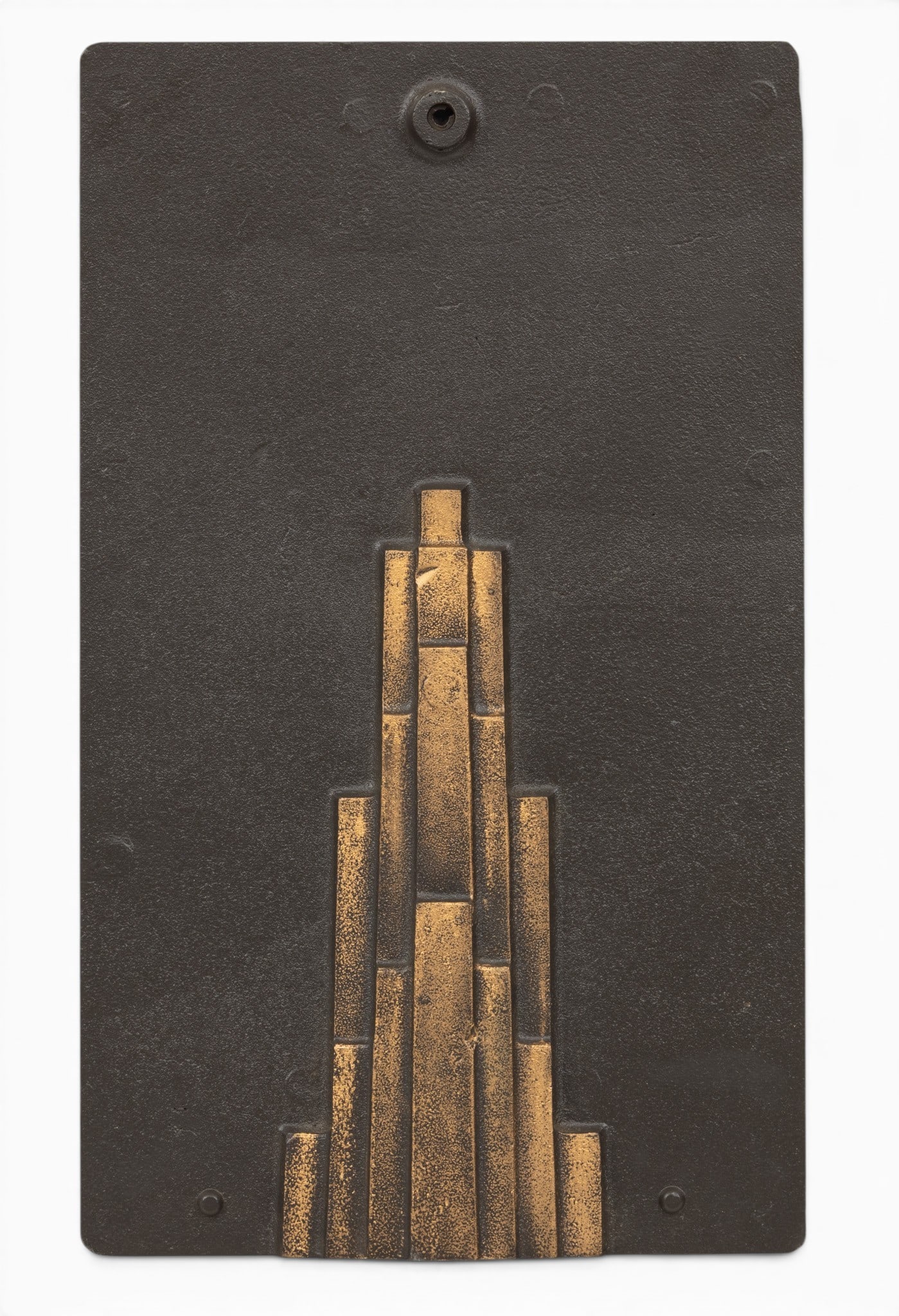 Art Deco Cast Iron Relief Plaque with Penobscot Building, Ca. 1930, H 20" W 12" (1 of 5)
