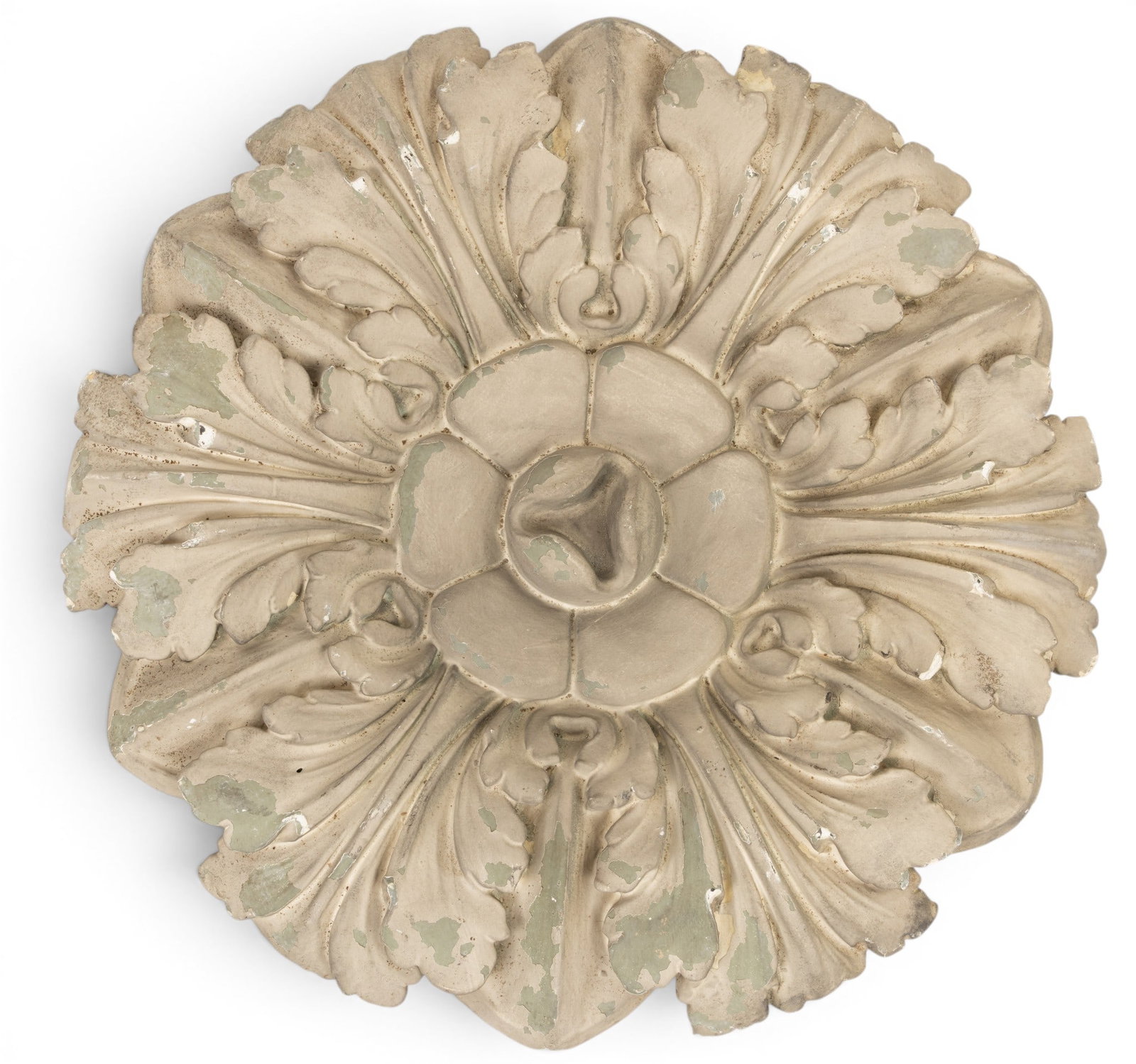 Michigan Central Railroad Depot Plaster Floral Architectural Element, Ca. 1912 Dia. 20" (1 of 4)