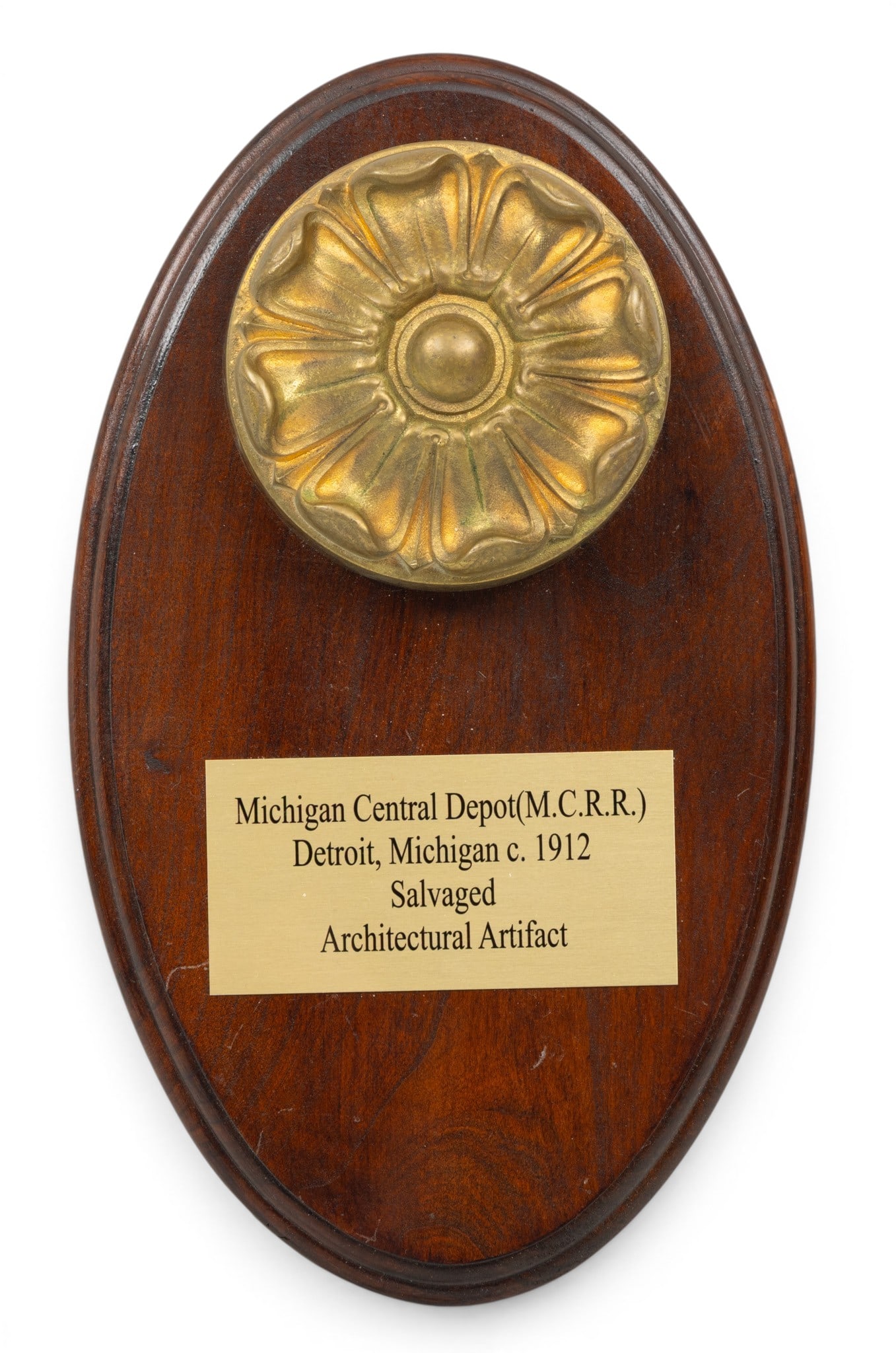 Michigan Central Railroad Depot Bronze Floral Architectural Element, Ca. 1912, Dia. 4" (1 of 7)