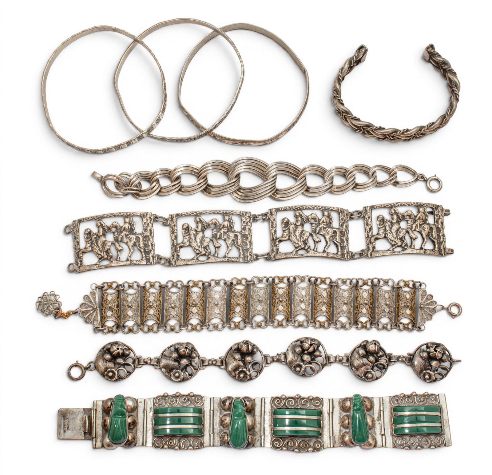 Silver Link, Bangle and Cuff Bracelets 216 grams 9 PCS (1 of 7)