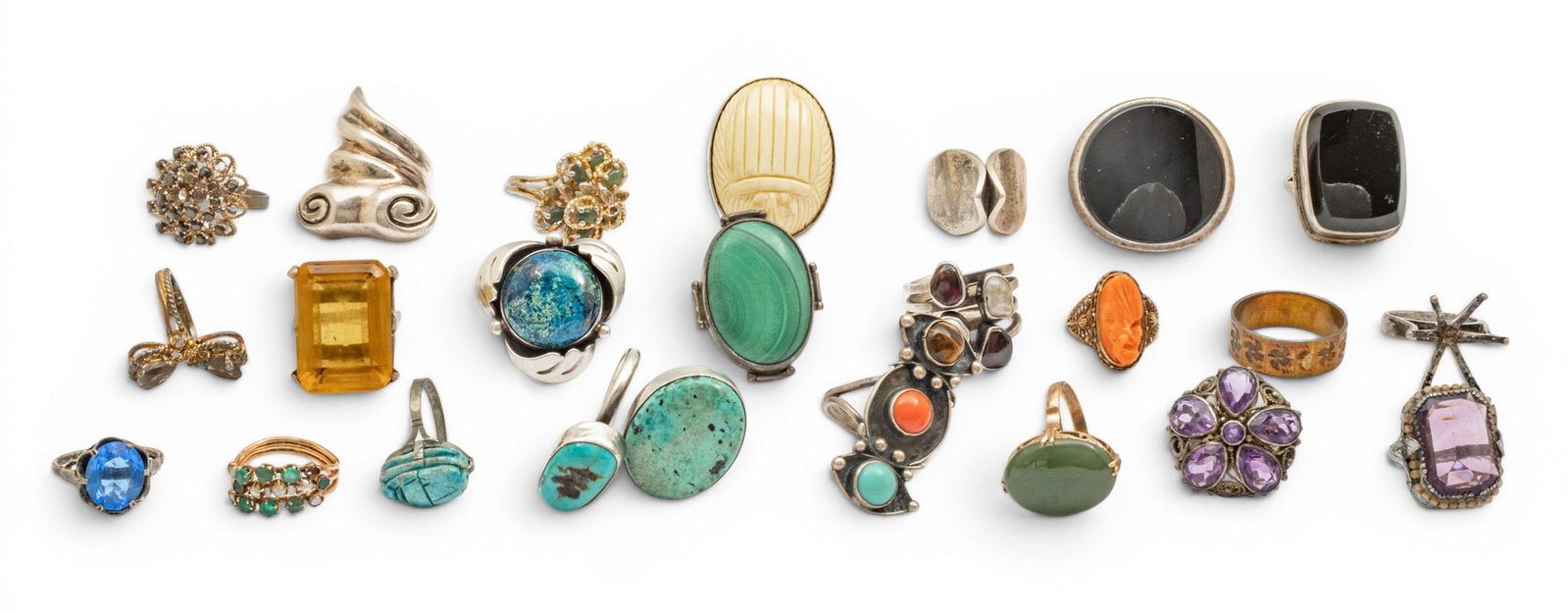 Assorted Rings: Turquoise, Coral, Amethyst, Etc. Most Silver Settings 22 PCS (1 of 6)