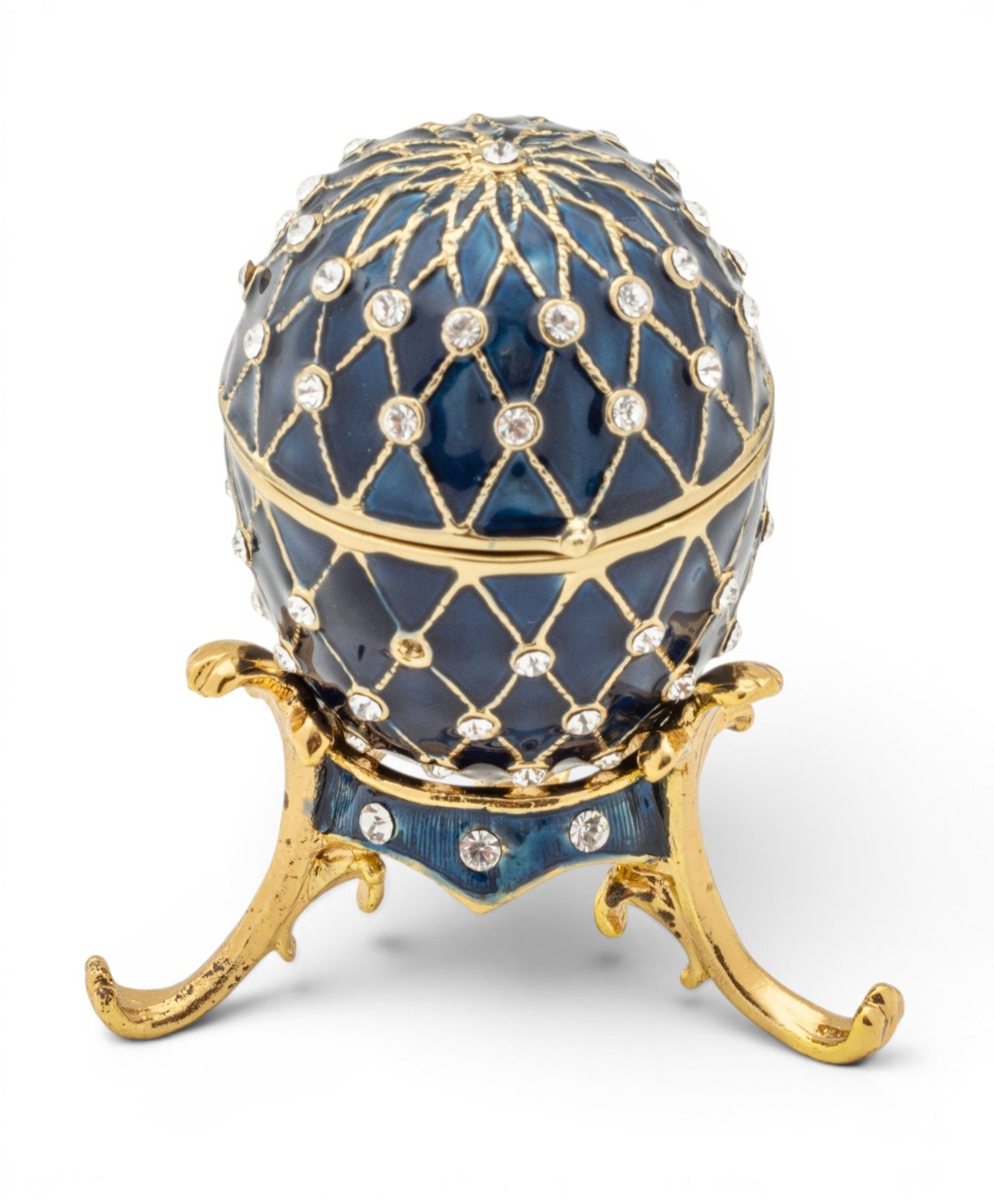 Cobalt Blue Enamel Miniature Egg on Separate Stand H 2.6" W 2" 2 PCS (1 of 5)