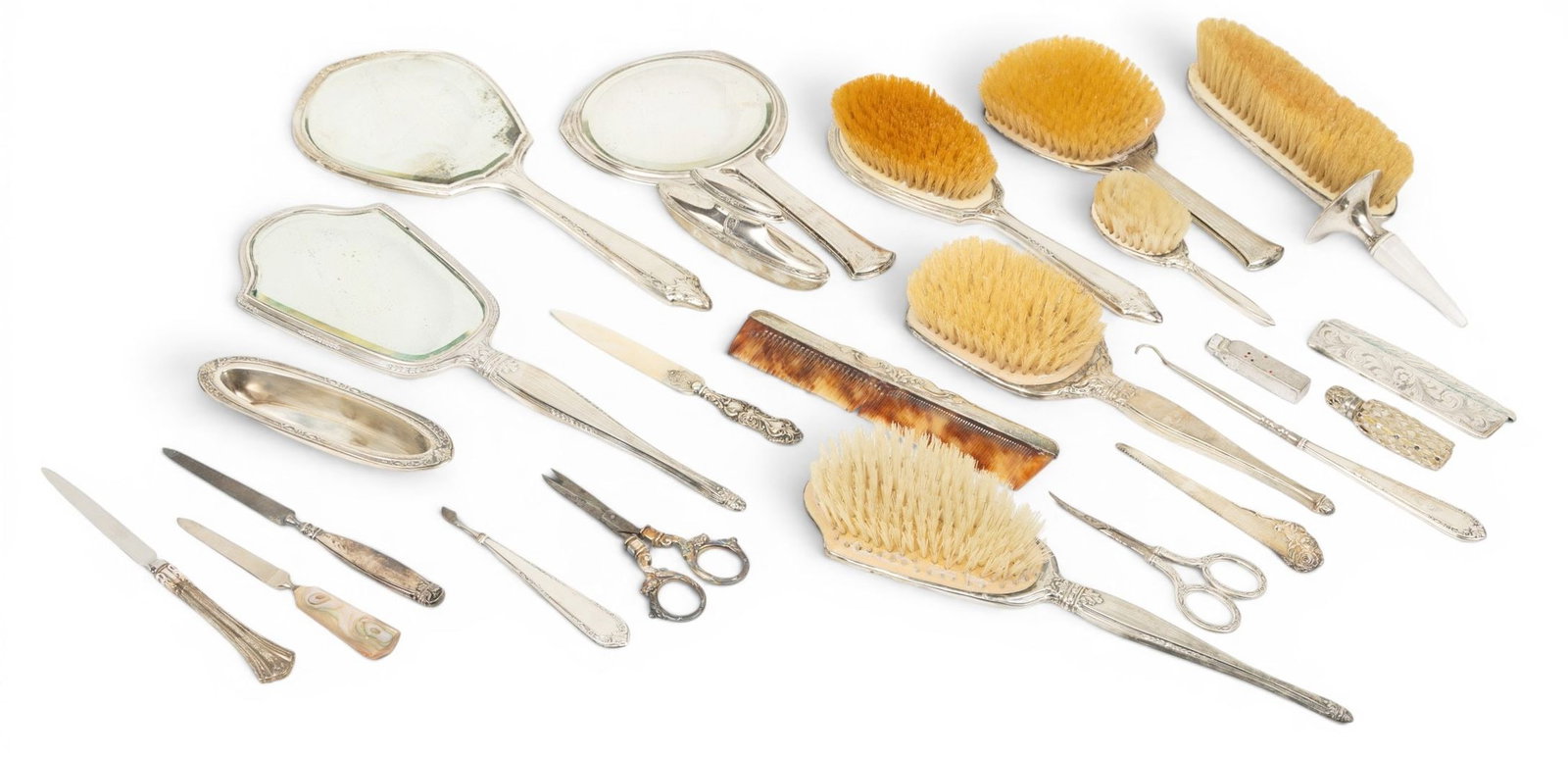 Sterling Silver Mixed Vanity Set, Ca. Early 20th C., 23 PCS (1 of 7)