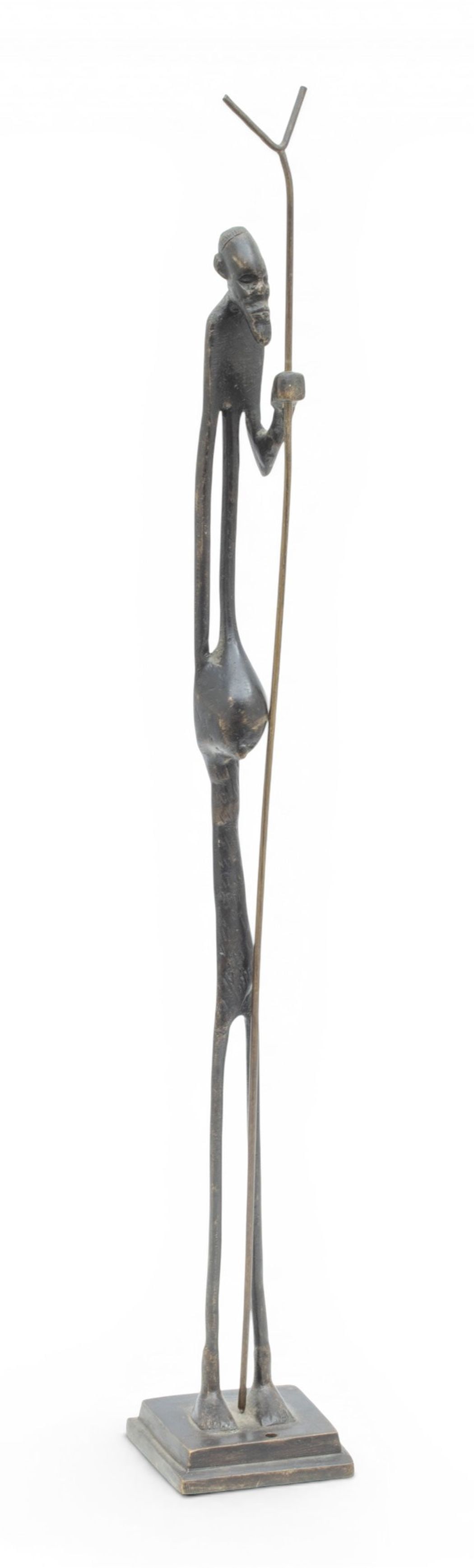 African Bronze Sculpture of an Elder, Ca. 1970s, H 18" W 2.5" Depth 2" (1 of 6)
