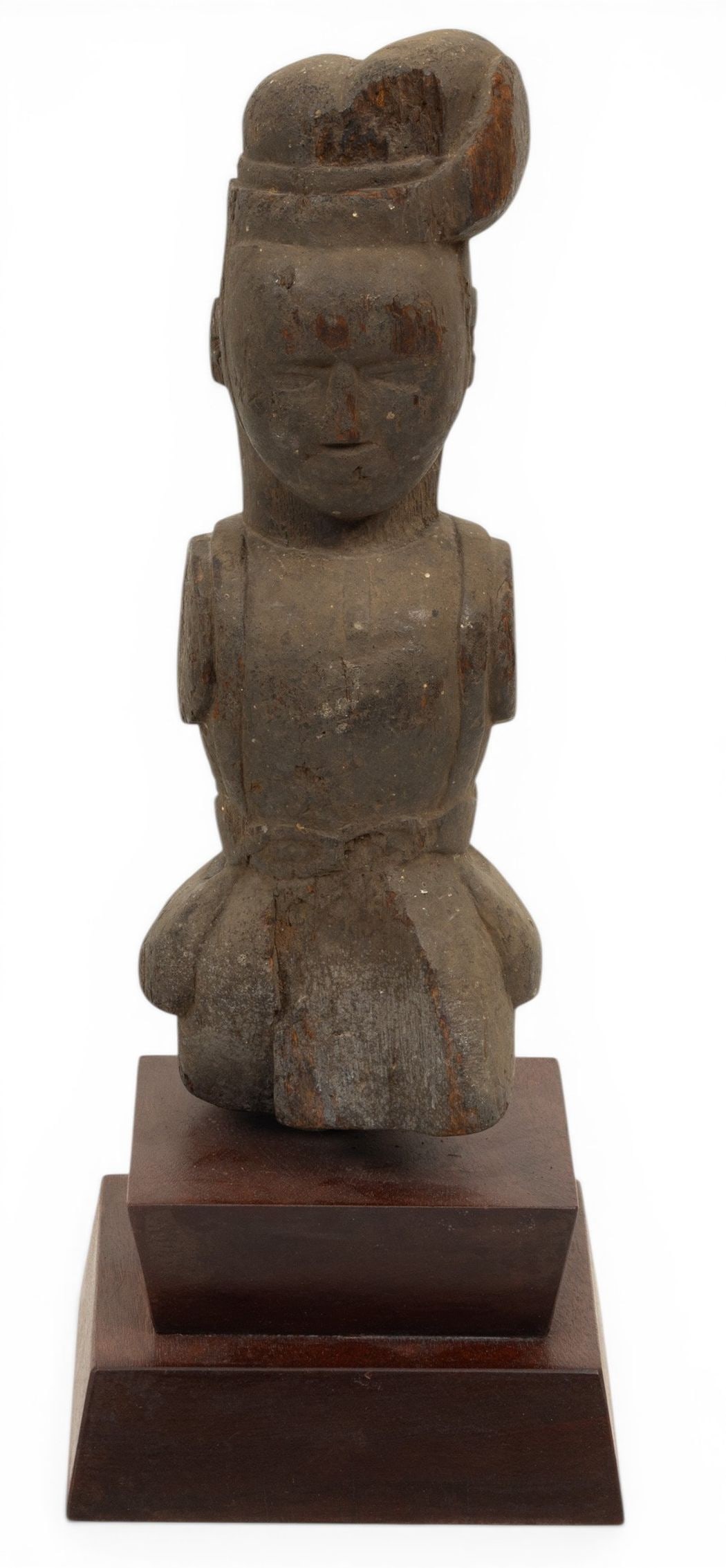 Carved Wood African Bust on Stand 2 PCS (1 of 4)