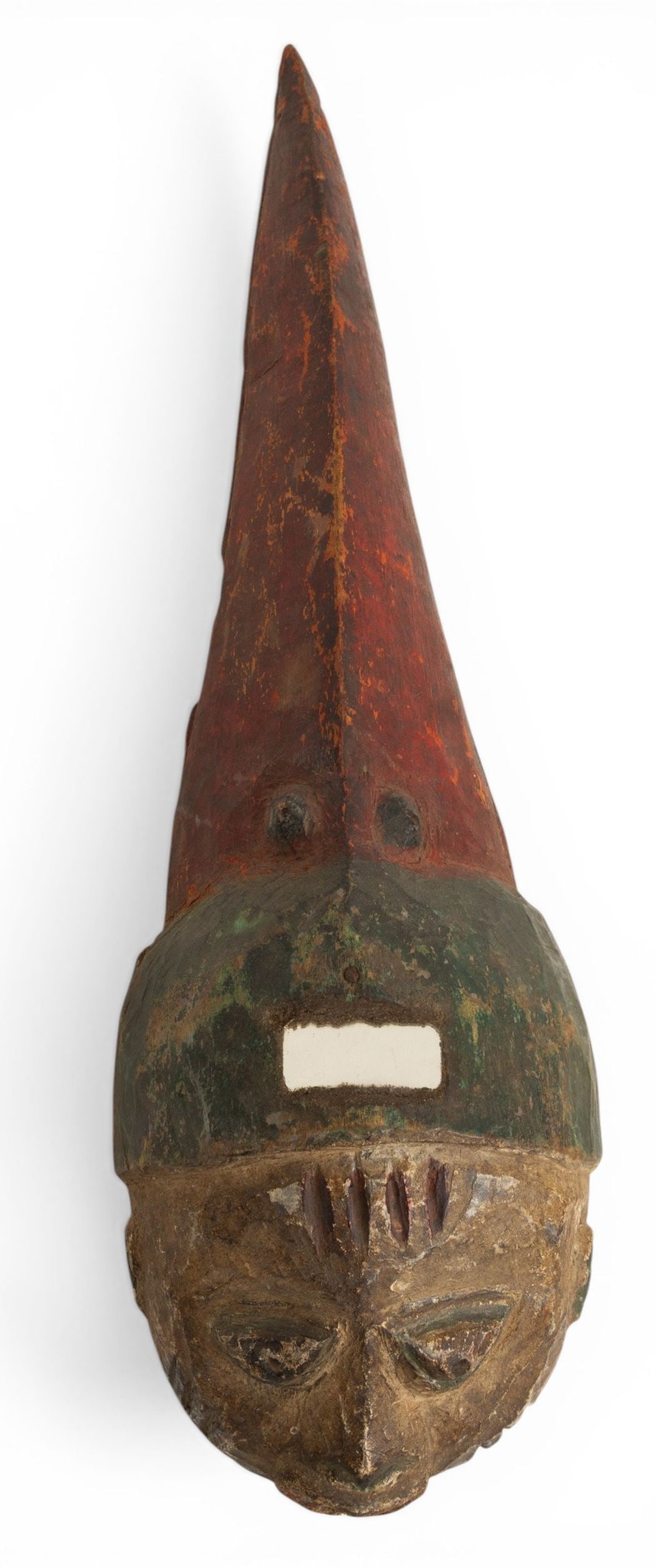 Yoruba, Nigera Wood, Polychrome, and Metal 'Gelede' Mask, Ca. Late 19th C. - Early 20th C., H 22" W (1 of 3)