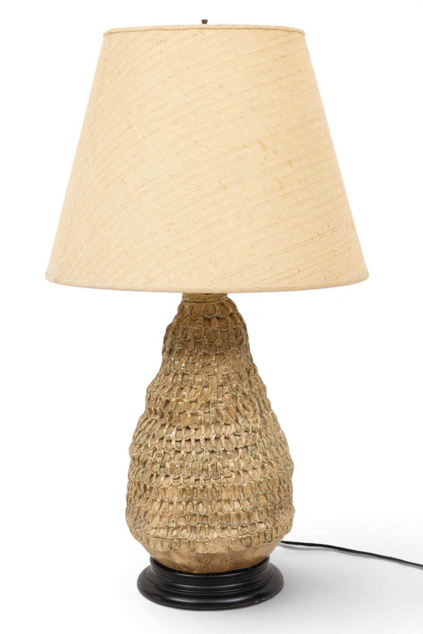American Glazed Terracotta Vase Mounted As a Lamp, H 16.75" Dia. 9": American Glazed Terracotta Vase Mounted As a Lamp, H 16.75" Dia. 9" Provenance: Property from the Collection of Marianne Endicott, Grosse Pointe Shores, MI Dimensions: H 16.75" Dia 9"