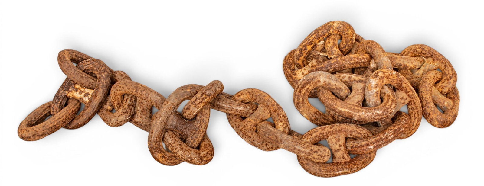 Cast Iron Ship's Anchor Chain, Approximately 15': Cast Iron Ship's Anchor Chain, Approximately 15' Twenty five 8 1/2" x 5 1/2" cast iron links. All pieces connected. Quite heavy and sturdy. Provenance: From the Collection of Frech F. Sutherland