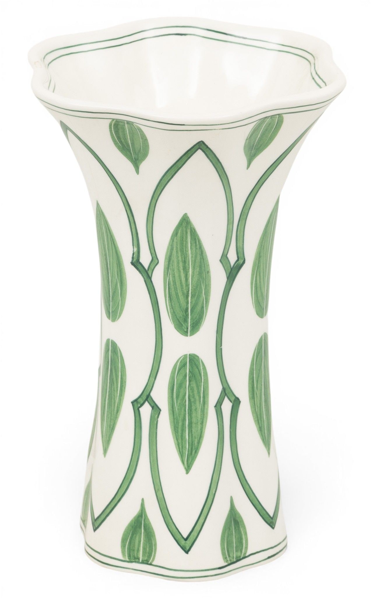 Este Ceramiche Porcellane (Italian) for Tiffany & Co. (American) H 9.75" Dia. 6.25": Este Ceramiche Porcellane (Italian) for Tiffany & Co. (American) H 9.75" Dia. 6.25" Green leaf pattern. Marked on underside. Provenance: From the Estate of Frank Isbey, by descent through his fa