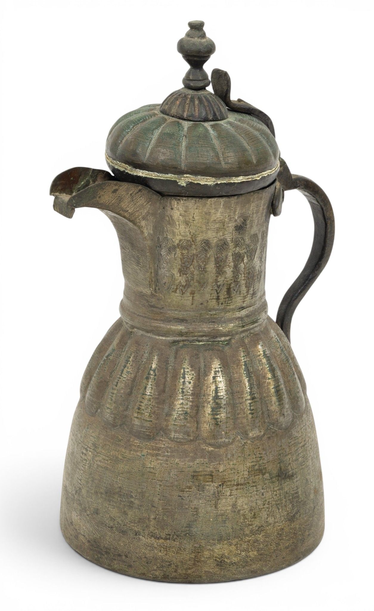 Morocco Hand Made Mixed Metal Coffee Pot 19th.c., H 13.5" W 8" (1 of 5)