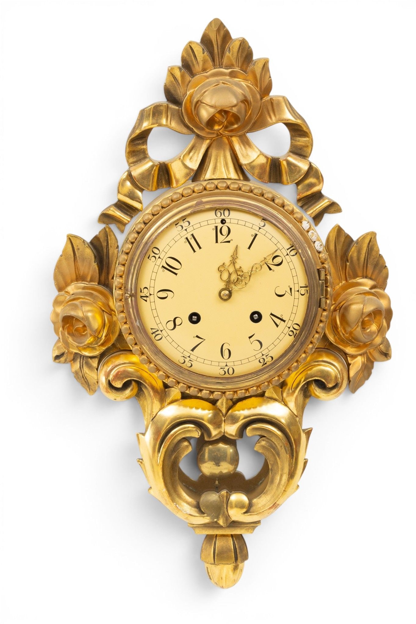 A.B. Westerstrand & Söner (Sweden) Carved Giltwood and Brass Cartel Clock, Ca. Mid 20th C., H (1 of 5)