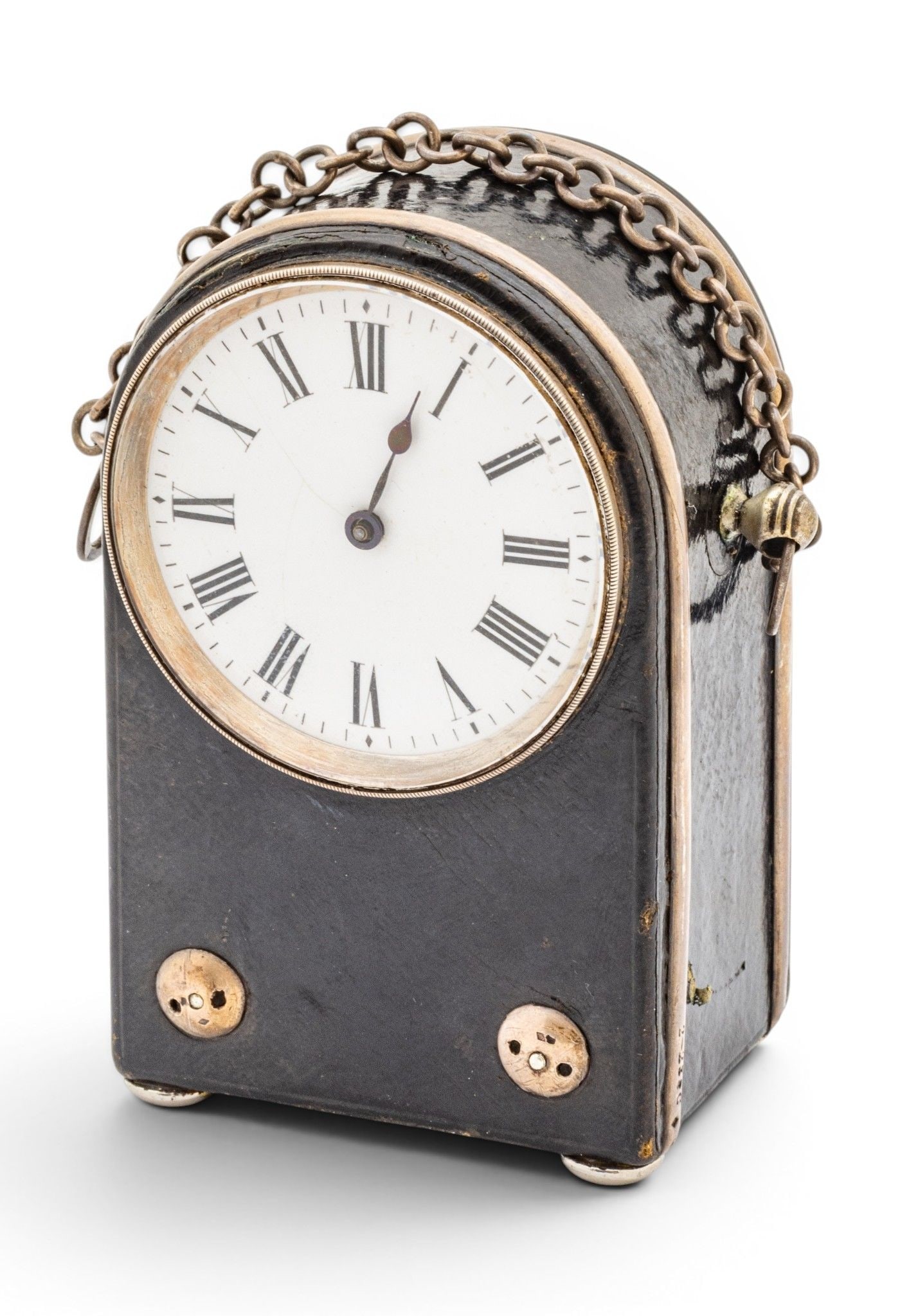 French Carriage Clock Late 19th C., H 3.5" W 2.75" Depth 1.75" (1 of 7)