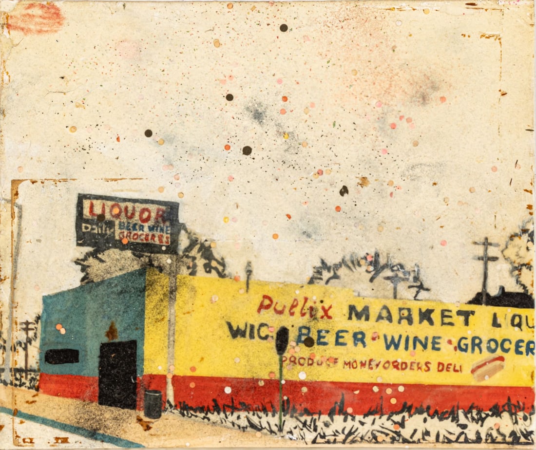 American Encaustic Painting on Canvas, Late 20th C., H 20" W 24": American Encaustic Painting on Canvas, Late 20th C., H 20" W 24" Unsigned. Depicting a Publix market. Provenance: From the Collection of Frech F. Sutherland Royal Oak, Michigan Dimensions: H 20"