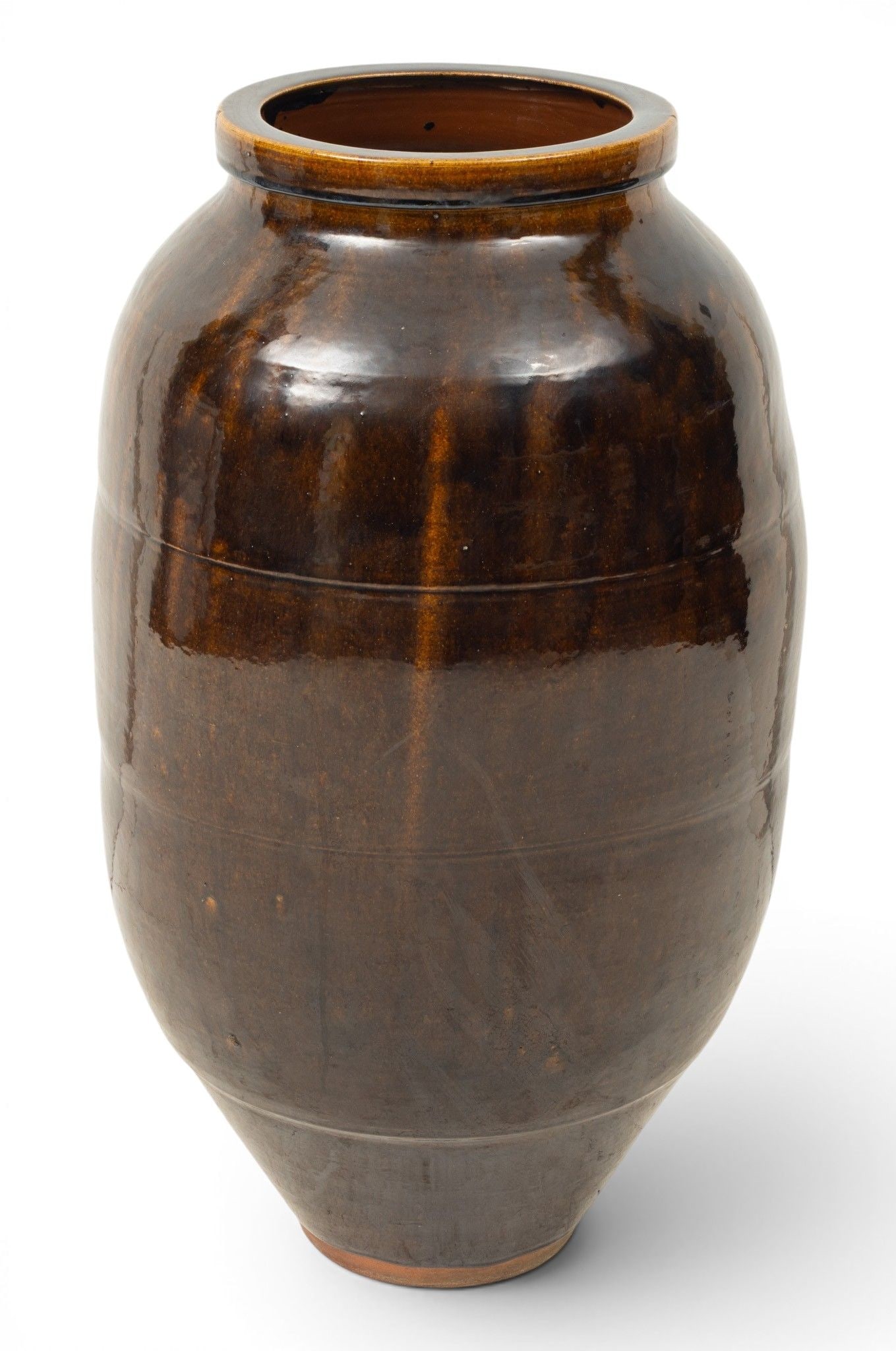 Japanese Glazed Earthenware Fermentation Jar/storage Vessel, Ca. 20th C., H 35" Dia. 20" (1 of 3)