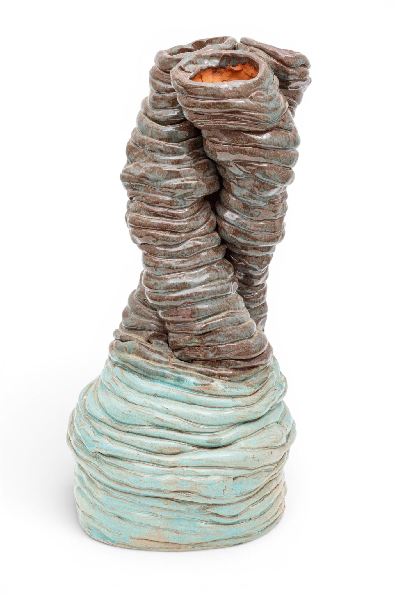 American Art Pottery Glazed Terracotta Vase, H 16.5" W 7" (1 of 6)